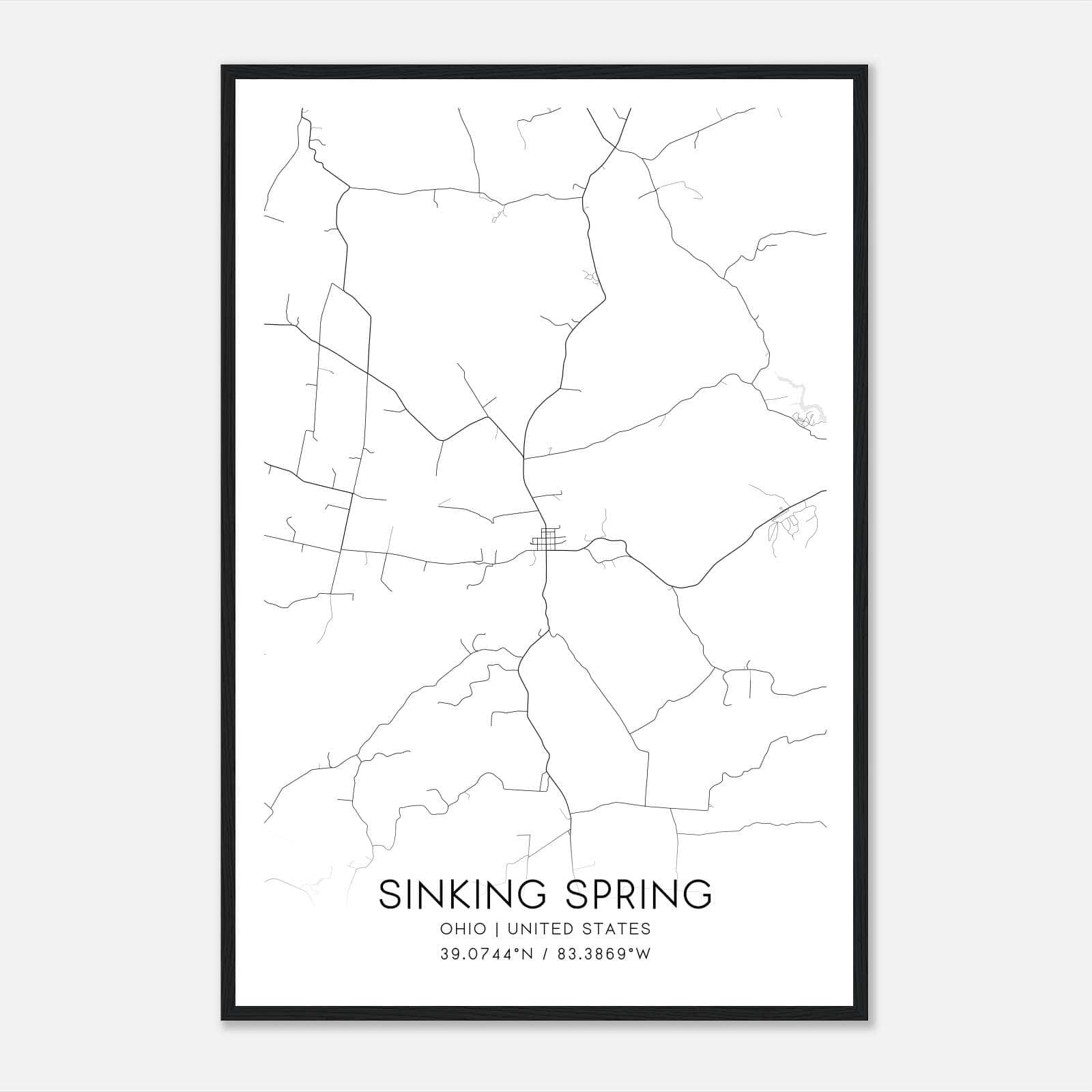 Sinking Spring Ohio Map Poster, Modern Home Decor Wall Art Print Sinking Spring Ohio Map Poster, Modern Home Decor Wall Art Print