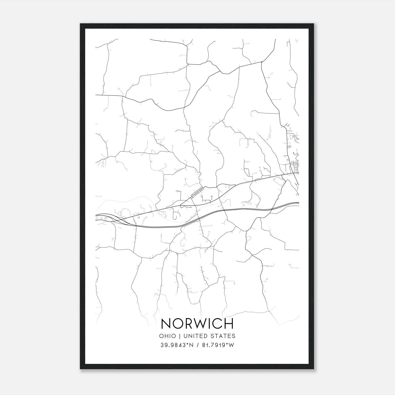 Norwich Ohio Map Poster, Modern Home Decor Wall Art Print Norwich Ohio Map Poster, Modern Home Decor Wall Art Print