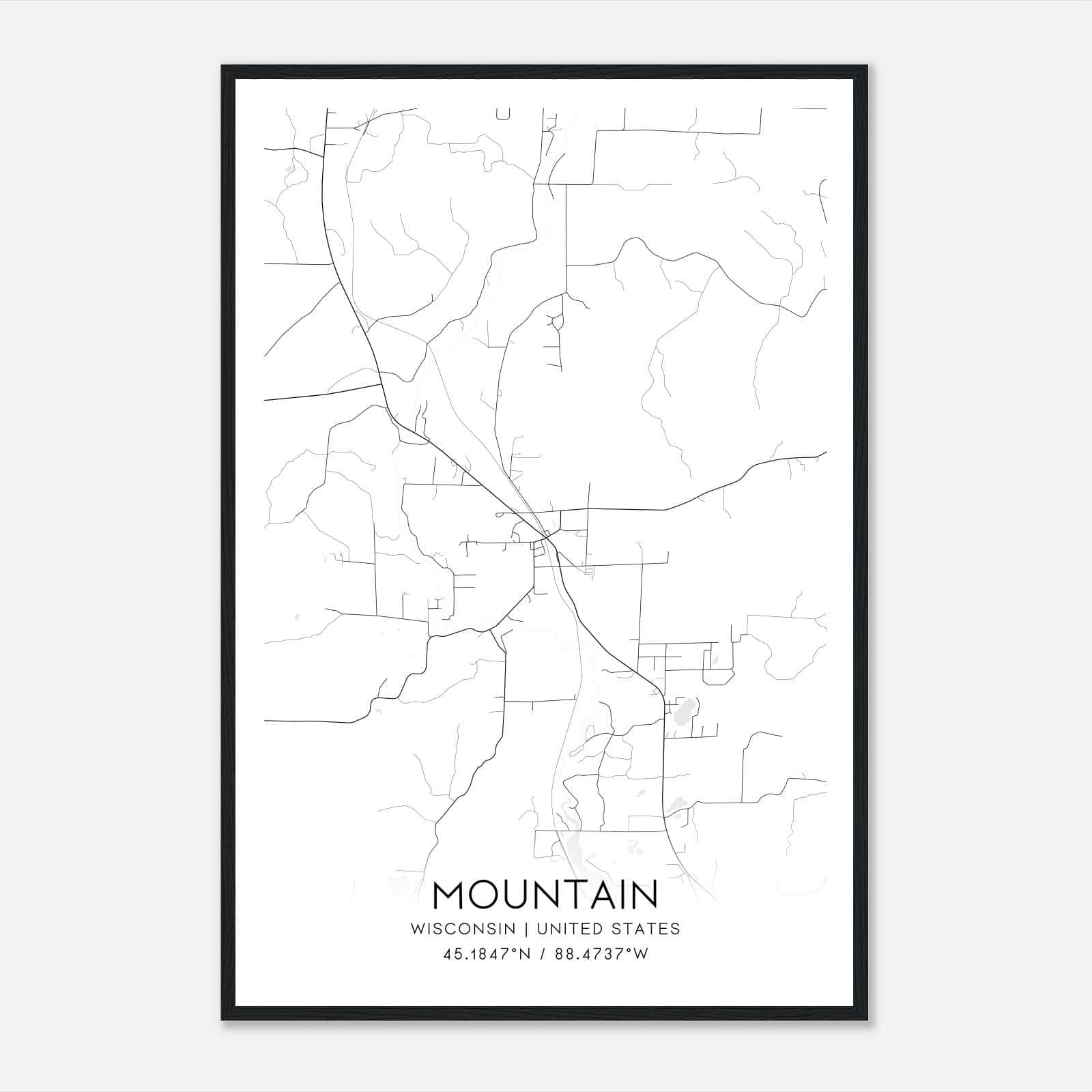 Mountain Wisconsin Map Poster, Modern Home Decor Wall Art Print Mountain Wisconsin Map Poster, Modern Home Decor Wall Art Print