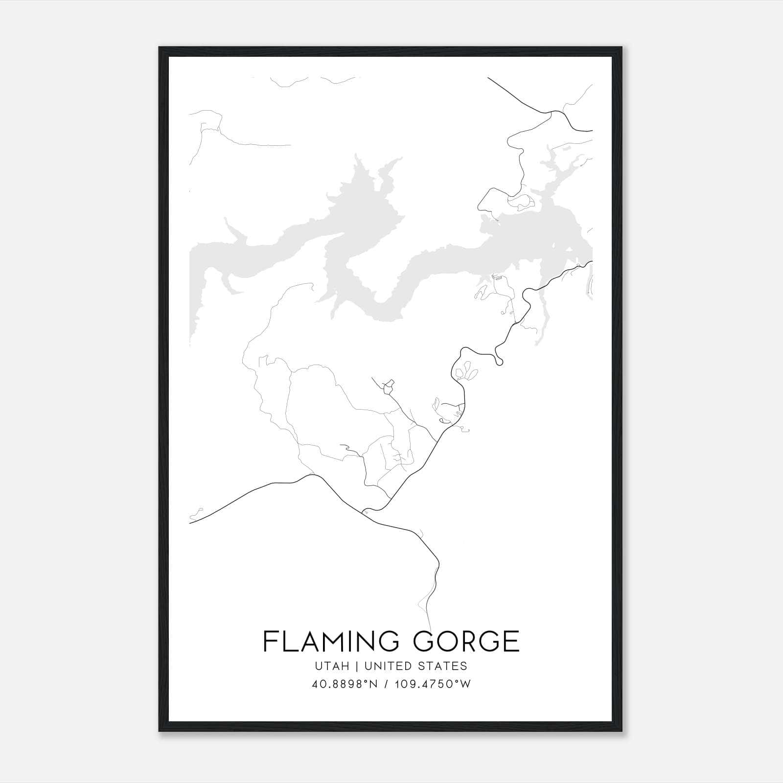 Flaming Gorge Utah Map Poster, Modern Home Decor Wall Art Print Flaming Gorge Utah Map Poster, Modern Home Decor Wall Art Print