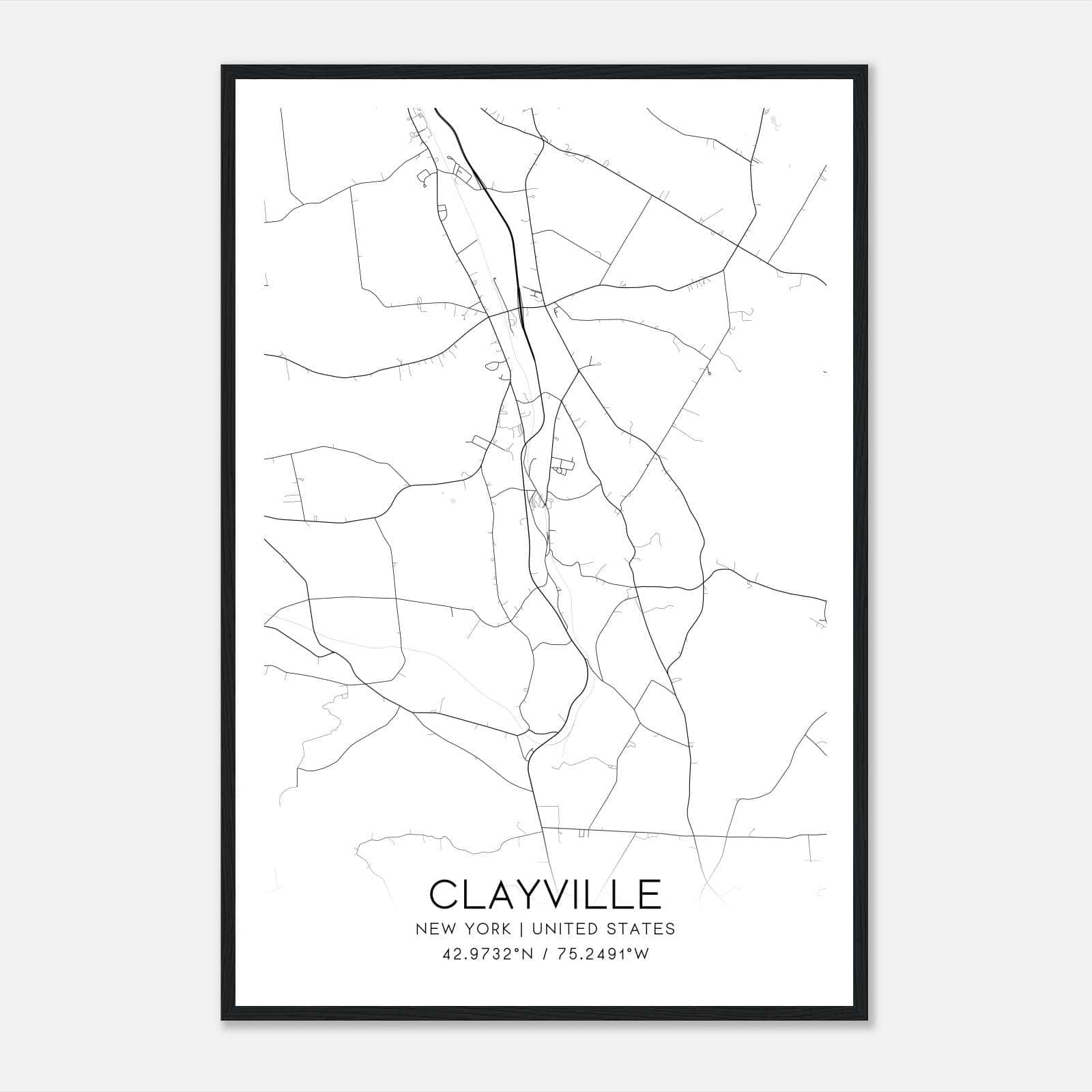 Clayville New York Map Poster, Modern Home Decor Wall Art Print Clayville New York Map Poster, Modern Home Decor Wall Art Print