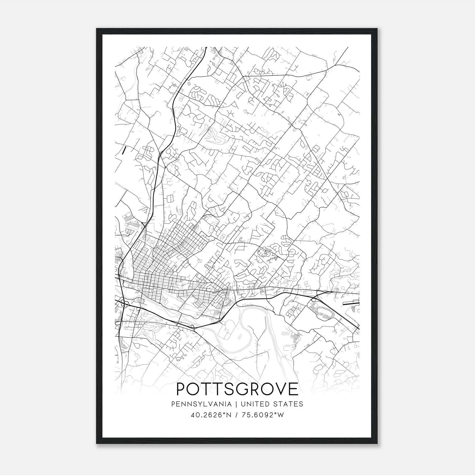 Pottsgrove Pennsylvania Map Poster, Modern Home Decor Wall Art Print Pottsgrove Pennsylvania Map Poster, Modern Home Decor Wall Art Print