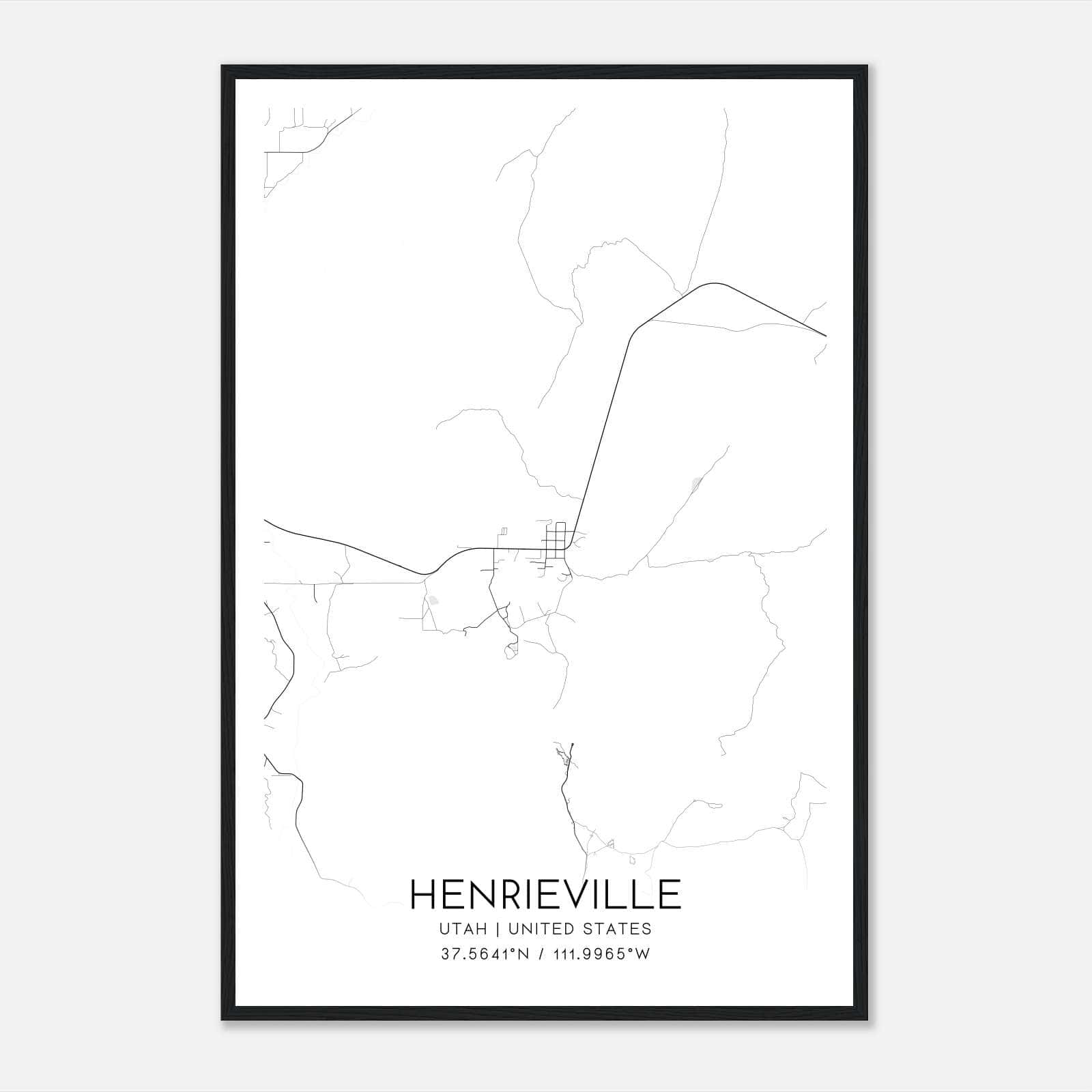Henrieville Utah Map Poster, Modern Home Decor Wall Art Print Henrieville Utah Map Poster, Modern Home Decor Wall Art Print