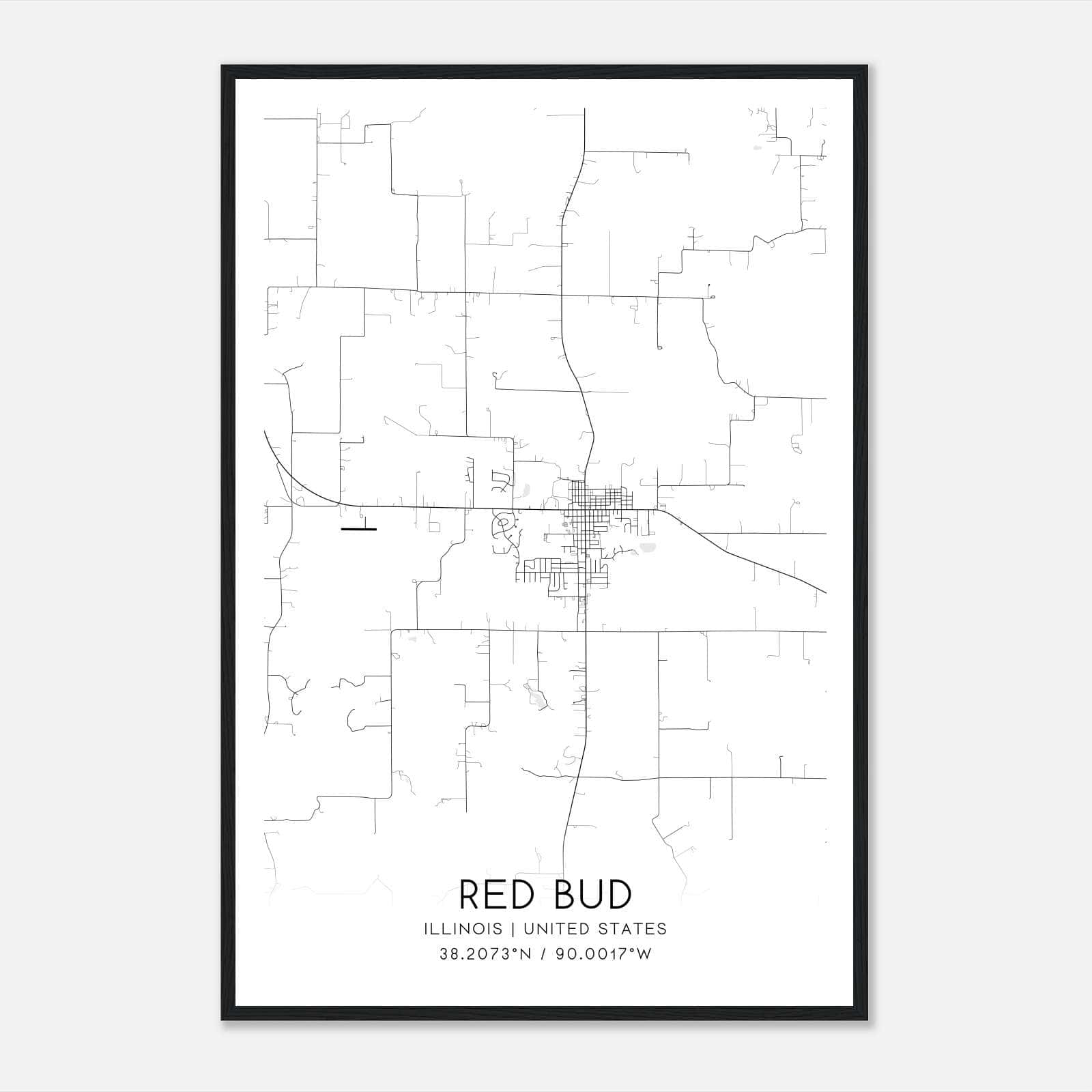 Red Bud Illinois Map Poster, Modern Home Decor Wall Art Print Red Bud Illinois Map Poster, Modern Home Decor Wall Art Print