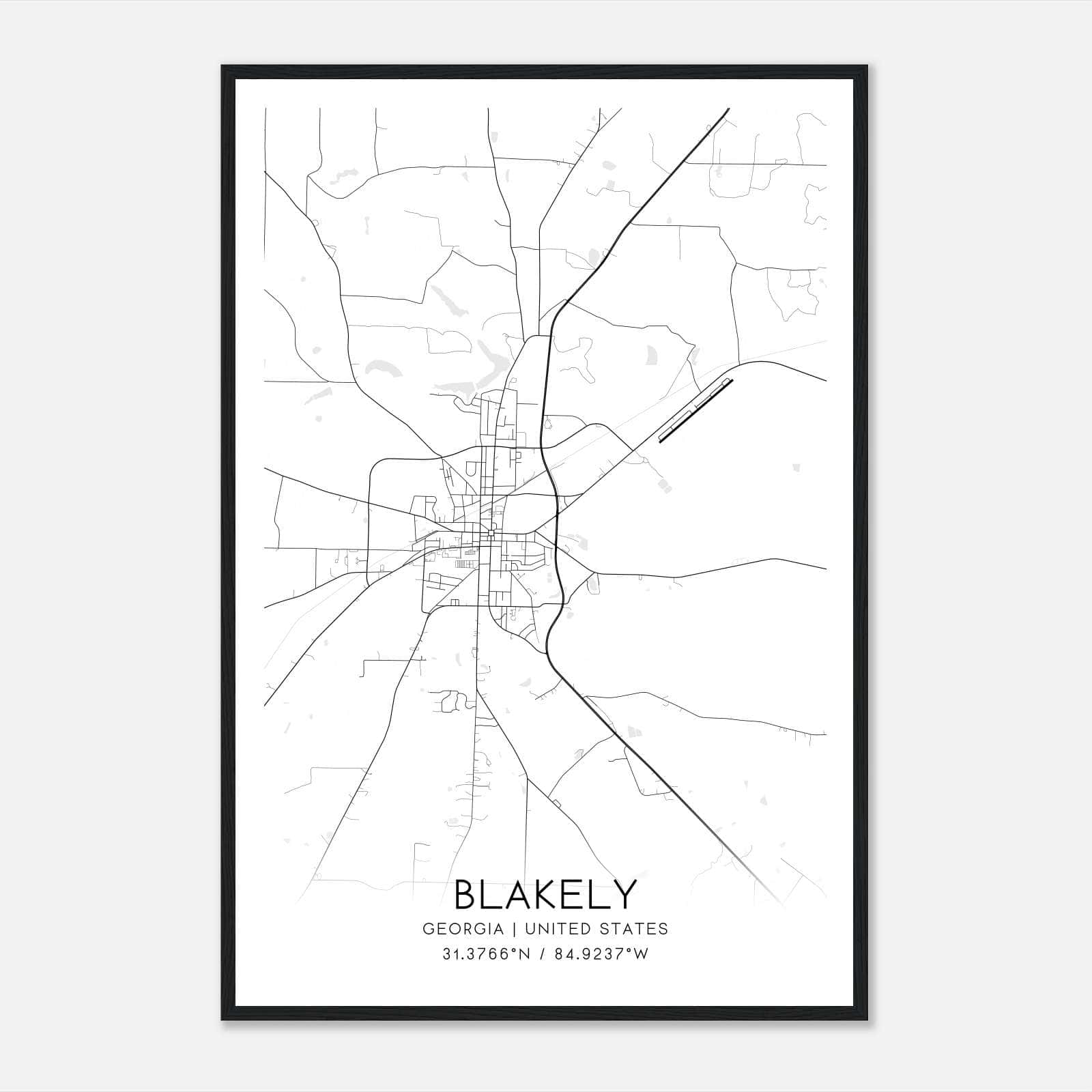 Blakely Georgia Map Poster, Modern Home Decor Wall Art Print Blakely Georgia Map Poster, Modern Home Decor Wall Art Print