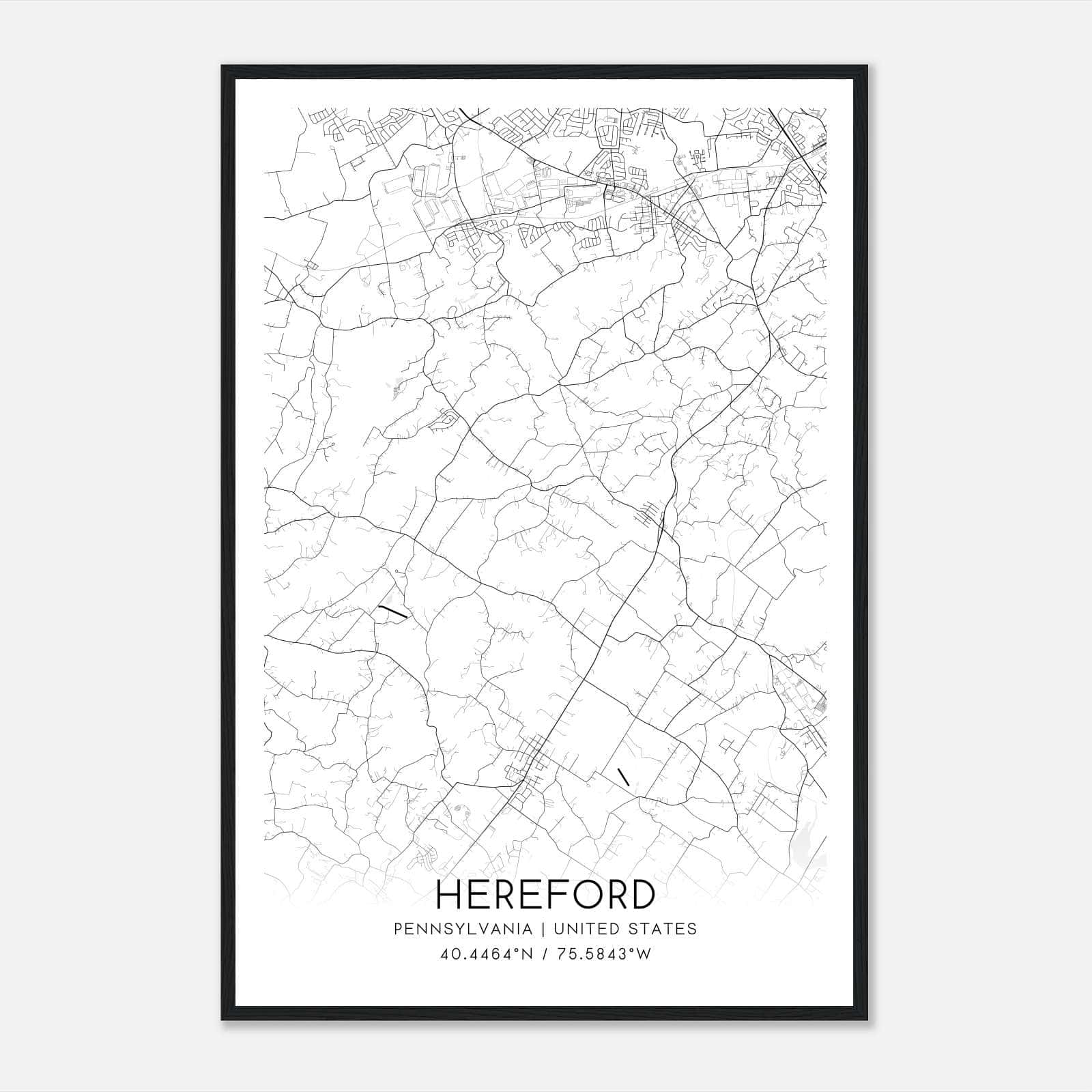 Hereford Pennsylvania Map Poster, Modern Home Decor Wall Art Print Hereford Pennsylvania Map Poster, Modern Home Decor Wall Art Print