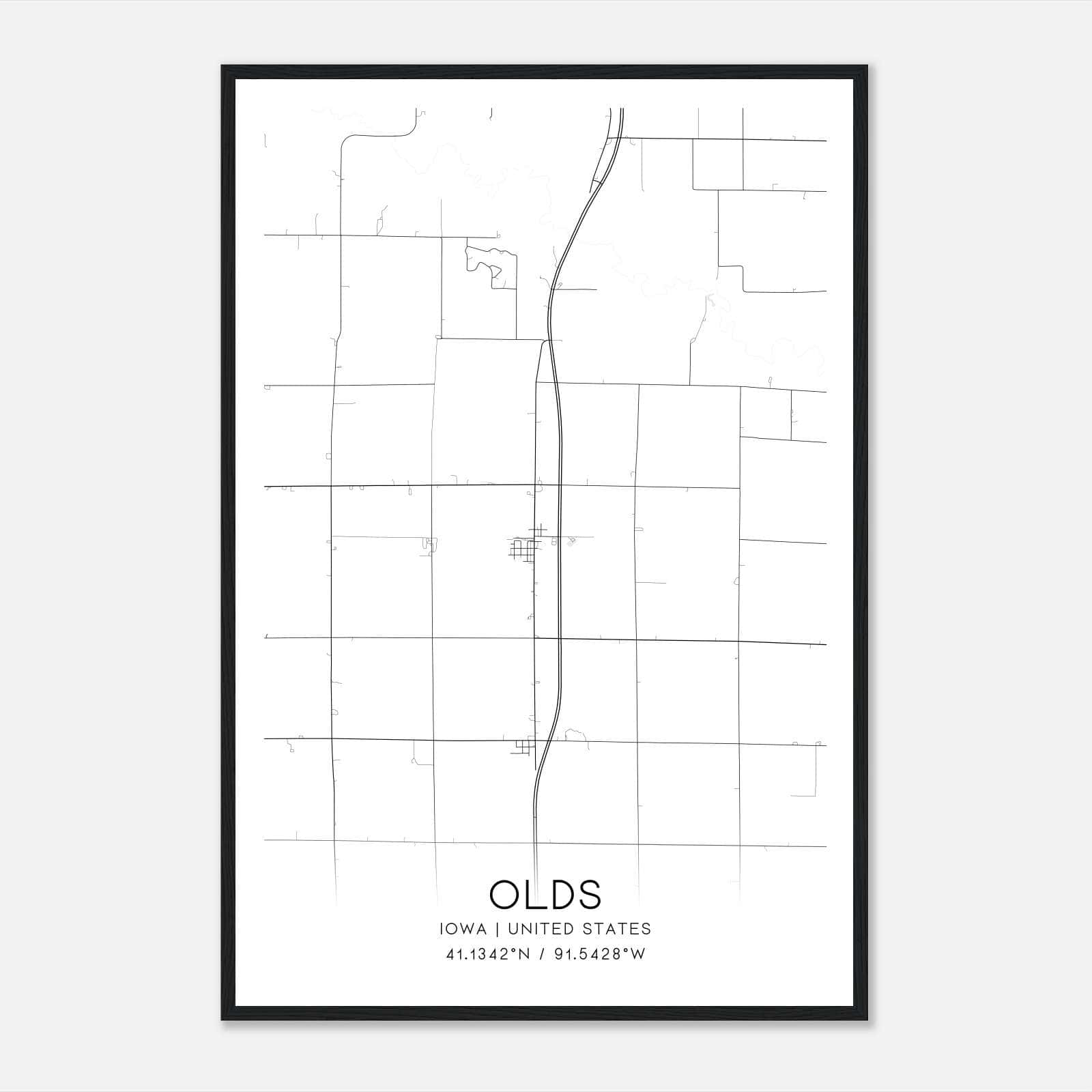 Olds Iowa Map Poster, Modern Home Decor Wall Art Print Olds Iowa Map Poster, Modern Home Decor Wall Art Print