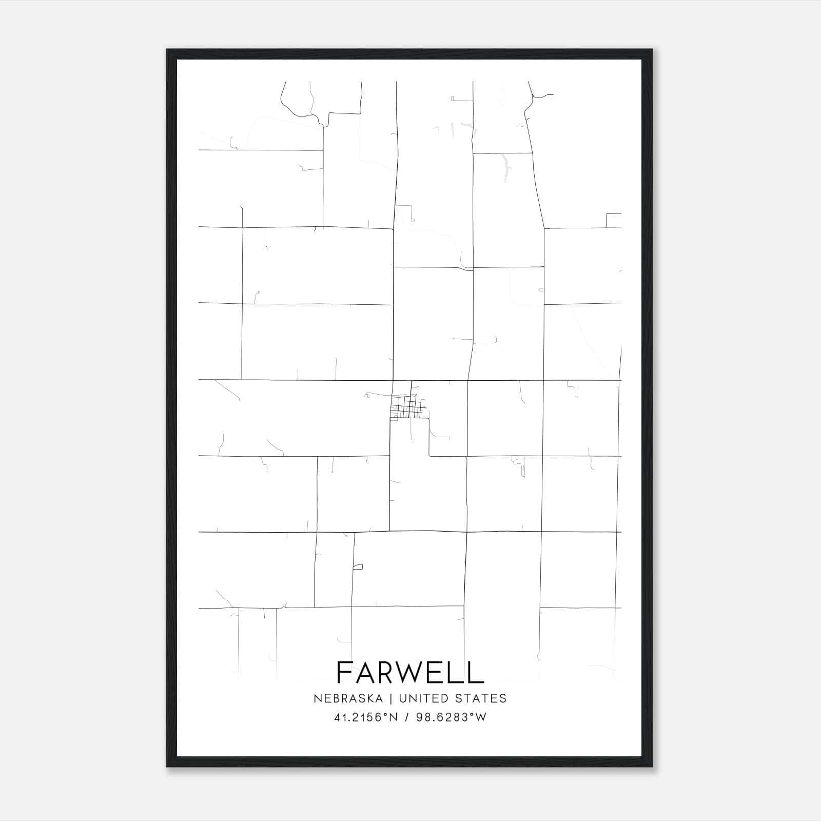 Farwell Nebraska Map Poster, Modern Home Decor Wall Art Print Farwell Nebraska Map Poster, Modern Home Decor Wall Art Print