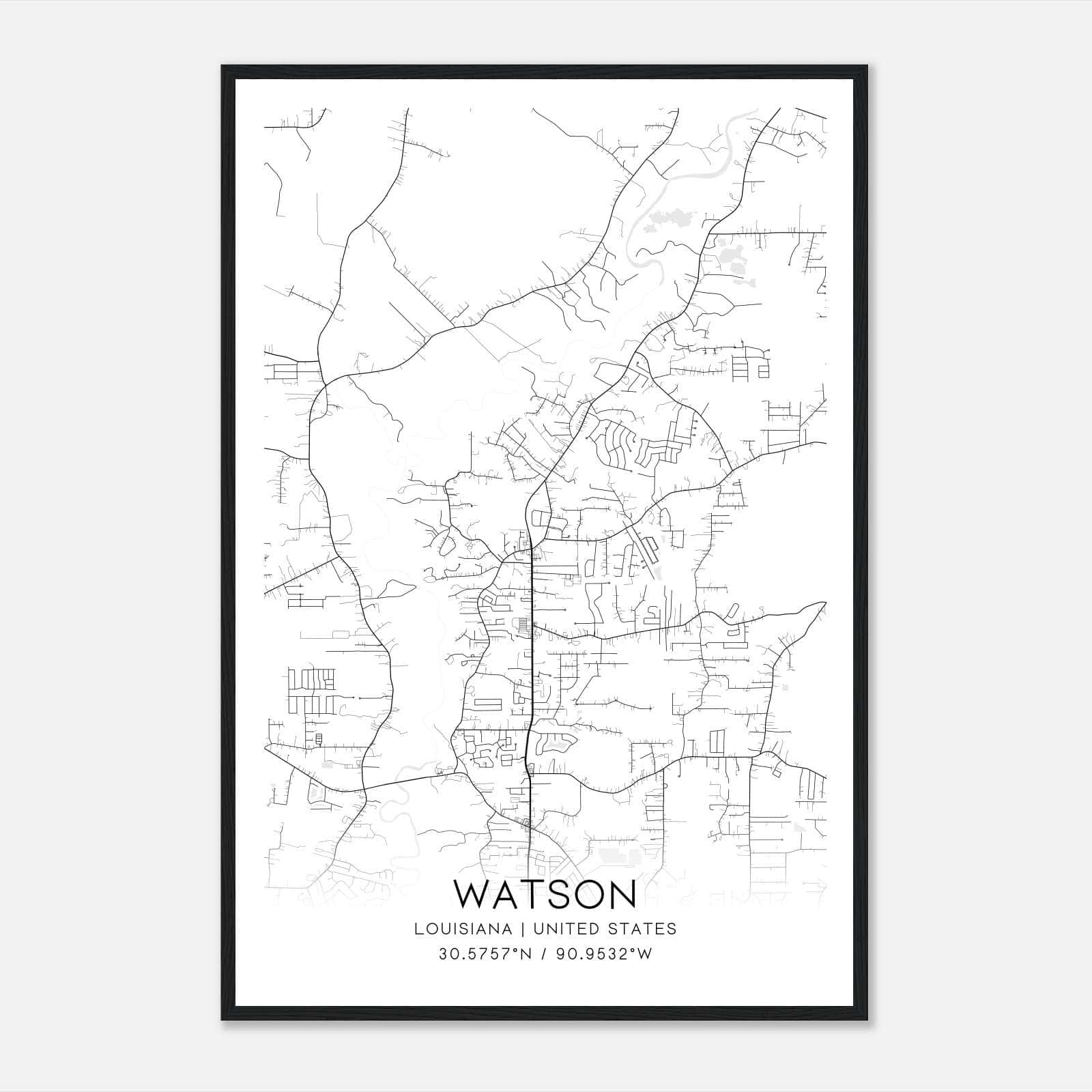 Watson Louisiana Map Poster, Modern Home Decor Wall Art Print Watson Louisiana Map Poster, Modern Home Decor Wall Art Print