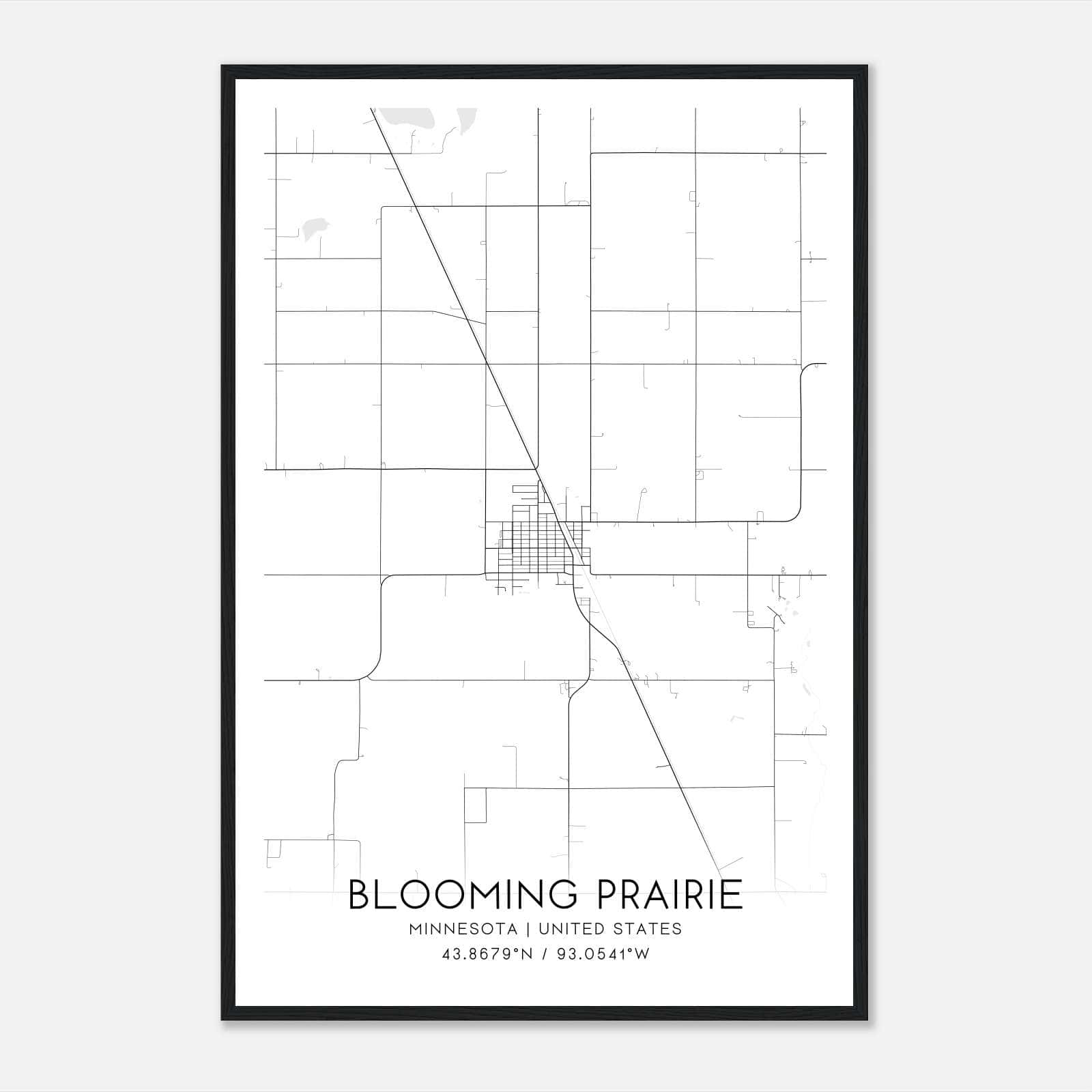 Blooming Prairie Minnesota Map Poster, Modern Home Decor Wall Art Print Blooming Prairie Minnesota Map Poster, Modern Home Decor Wall Art Print
