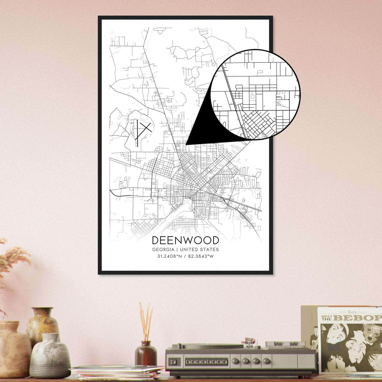 Deerfield Kansas Map Poster, Modern Home Decor Wall Art Print (Copy)