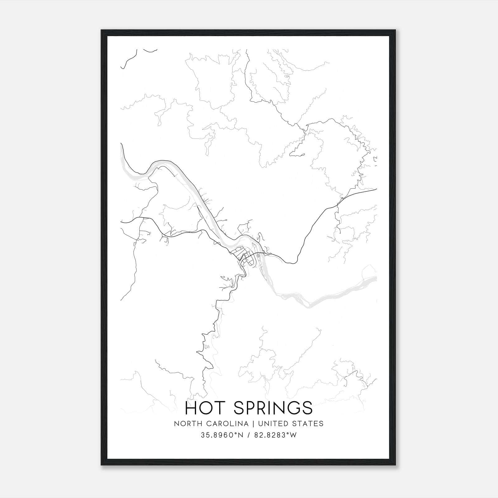 Hot Springs North Carolina Map Poster, Modern Home Decor Wall Art Print Hot Springs North Carolina Map Poster, Modern Home Decor Wall Art Print
