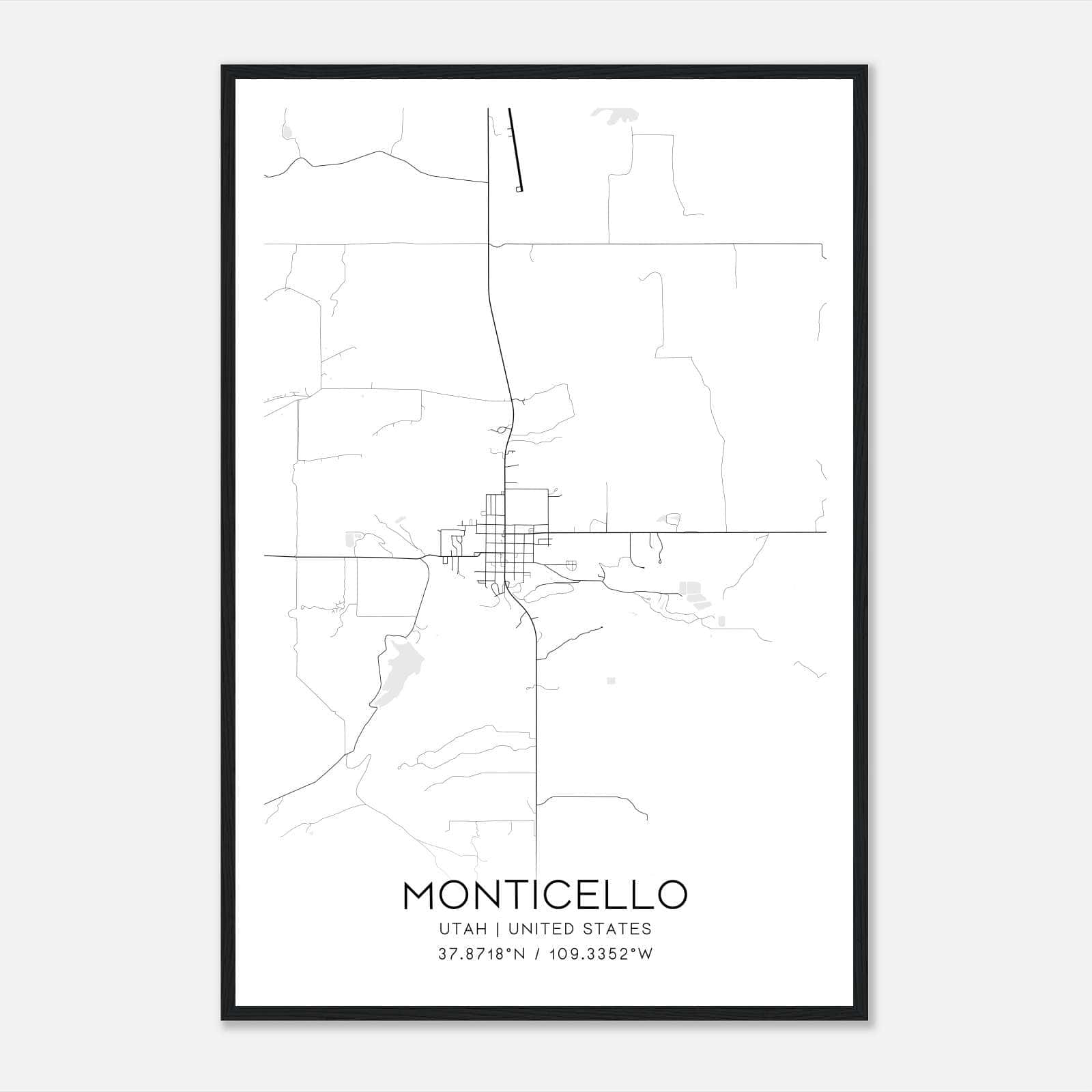 Monticello Utah Map Poster, Modern Home Decor Wall Art Print Monticello Utah Map Poster, Modern Home Decor Wall Art Print