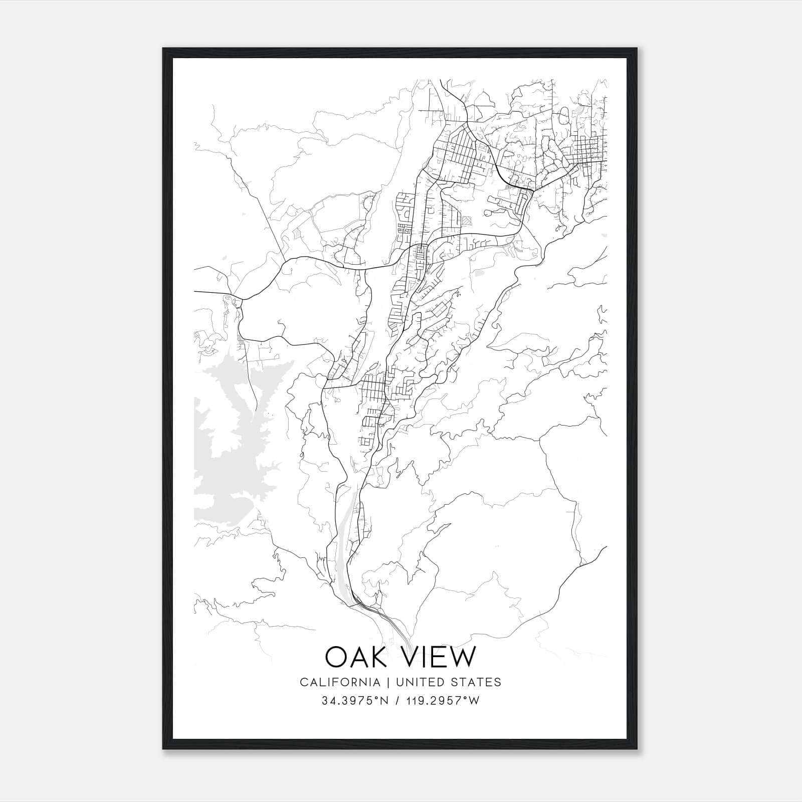 Oak View California Map Poster, Modern Home Decor Wall Art Print Oak View California Map Poster, Modern Home Decor Wall Art Print