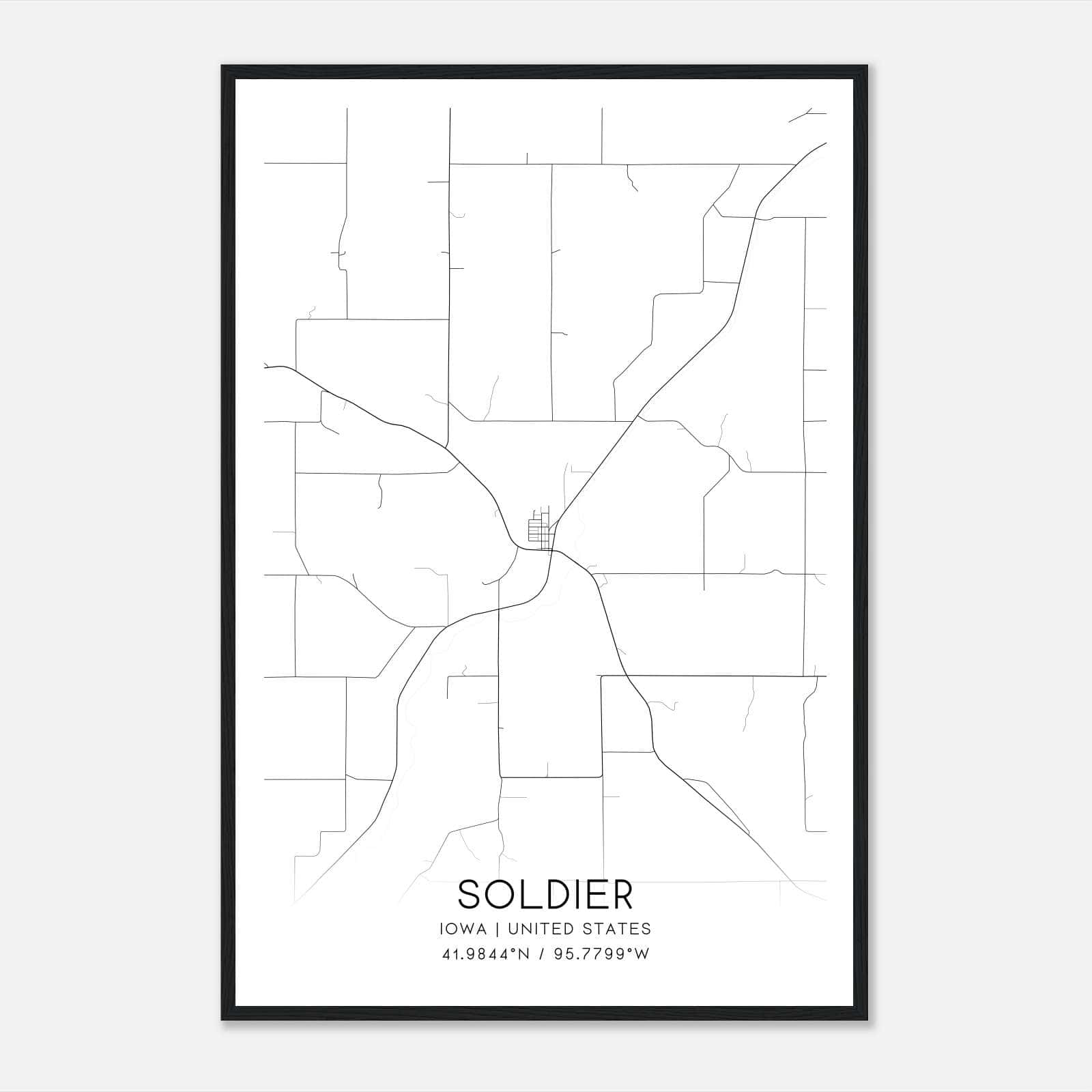 Soldier Iowa Map Poster, Modern Home Decor Wall Art Print Soldier Iowa Map Poster, Modern Home Decor Wall Art Print