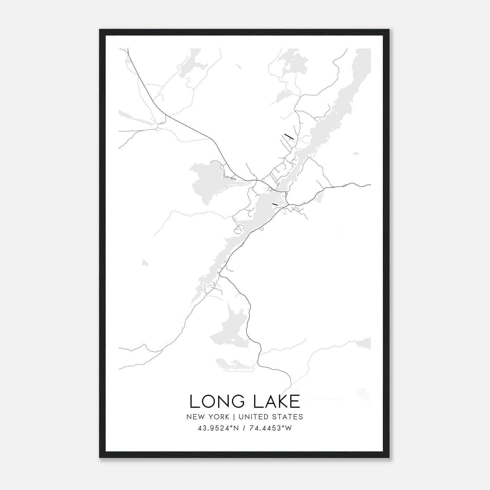 Long Lake New York Map Poster, Modern Home Decor Wall Art Print Long Lake New York Map Poster, Modern Home Decor Wall Art Print