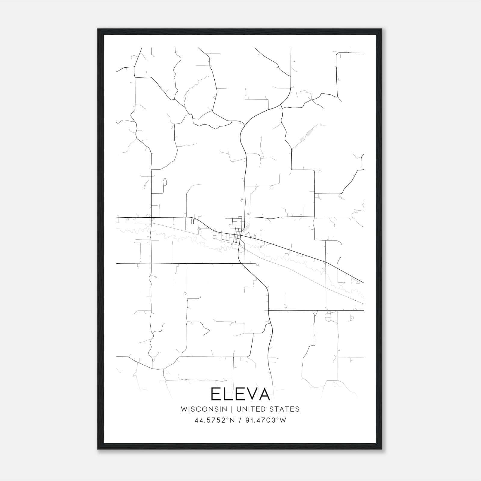 Eleva Wisconsin Map Poster, Modern Home Decor Wall Art Print Eleva Wisconsin Map Poster, Modern Home Decor Wall Art Print