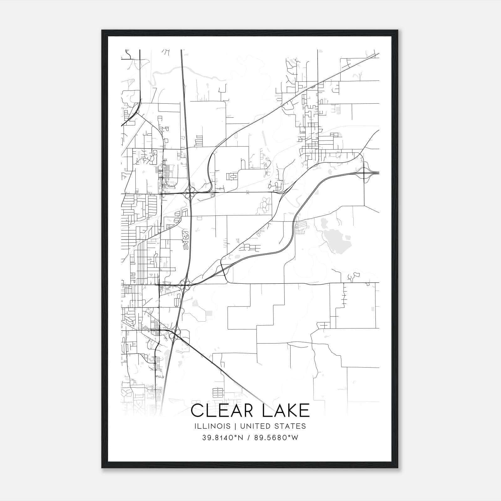Clear Lake Illinois Map Poster, Modern Home Decor Wall Art Print Clear Lake Illinois Map Poster, Modern Home Decor Wall Art Print