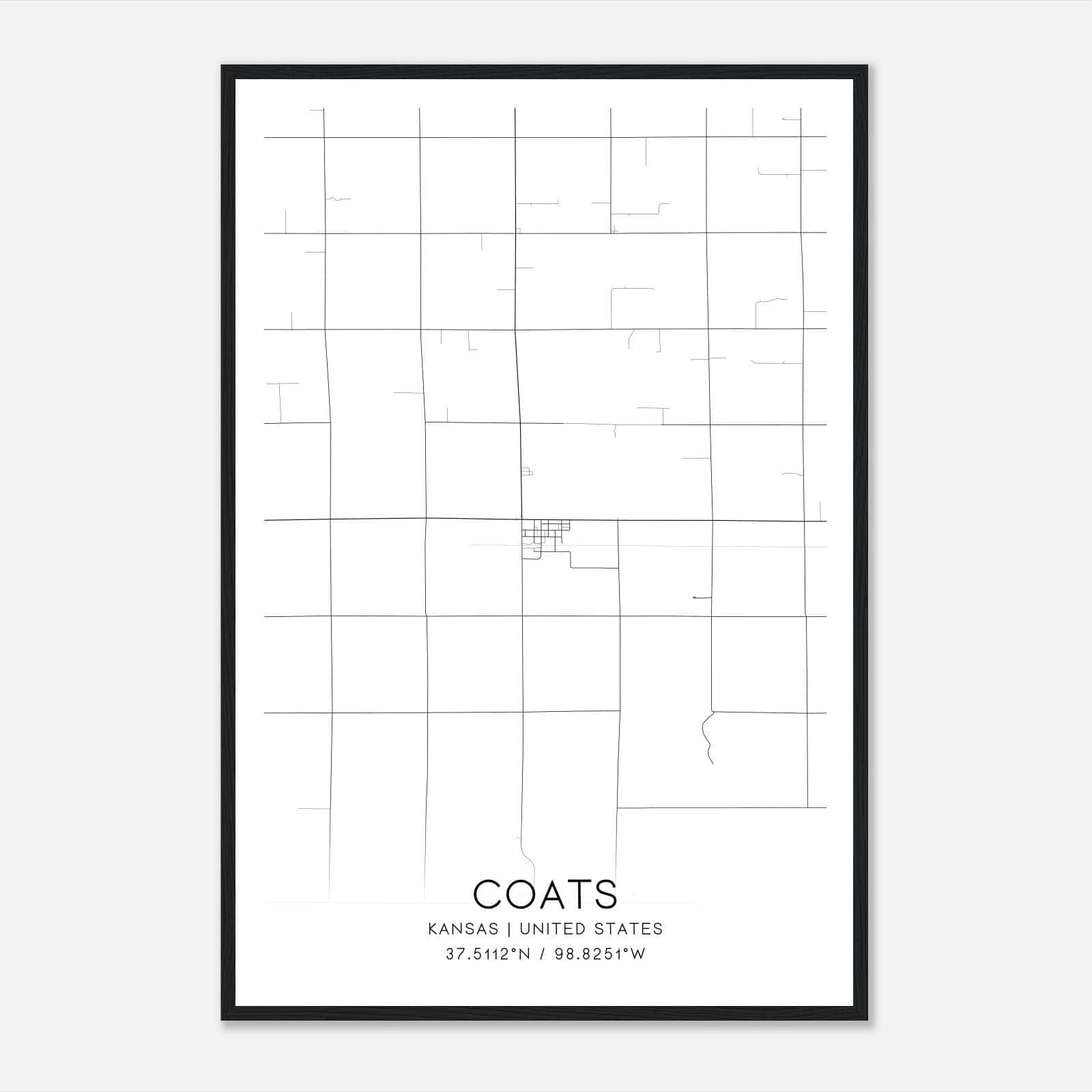 Coats Kansas Map Poster, Modern Home Decor Wall Art Print Coats Kansas Map Poster, Modern Home Decor Wall Art Print
