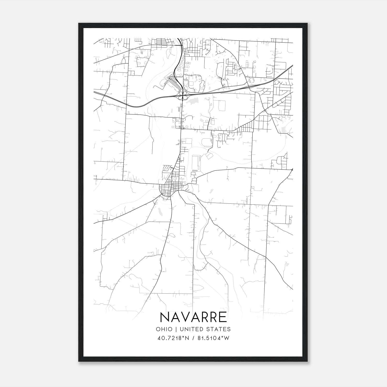 Navarre Ohio Map Poster, Modern Home Decor Wall Art Print Navarre Ohio Map Poster, Modern Home Decor Wall Art Print