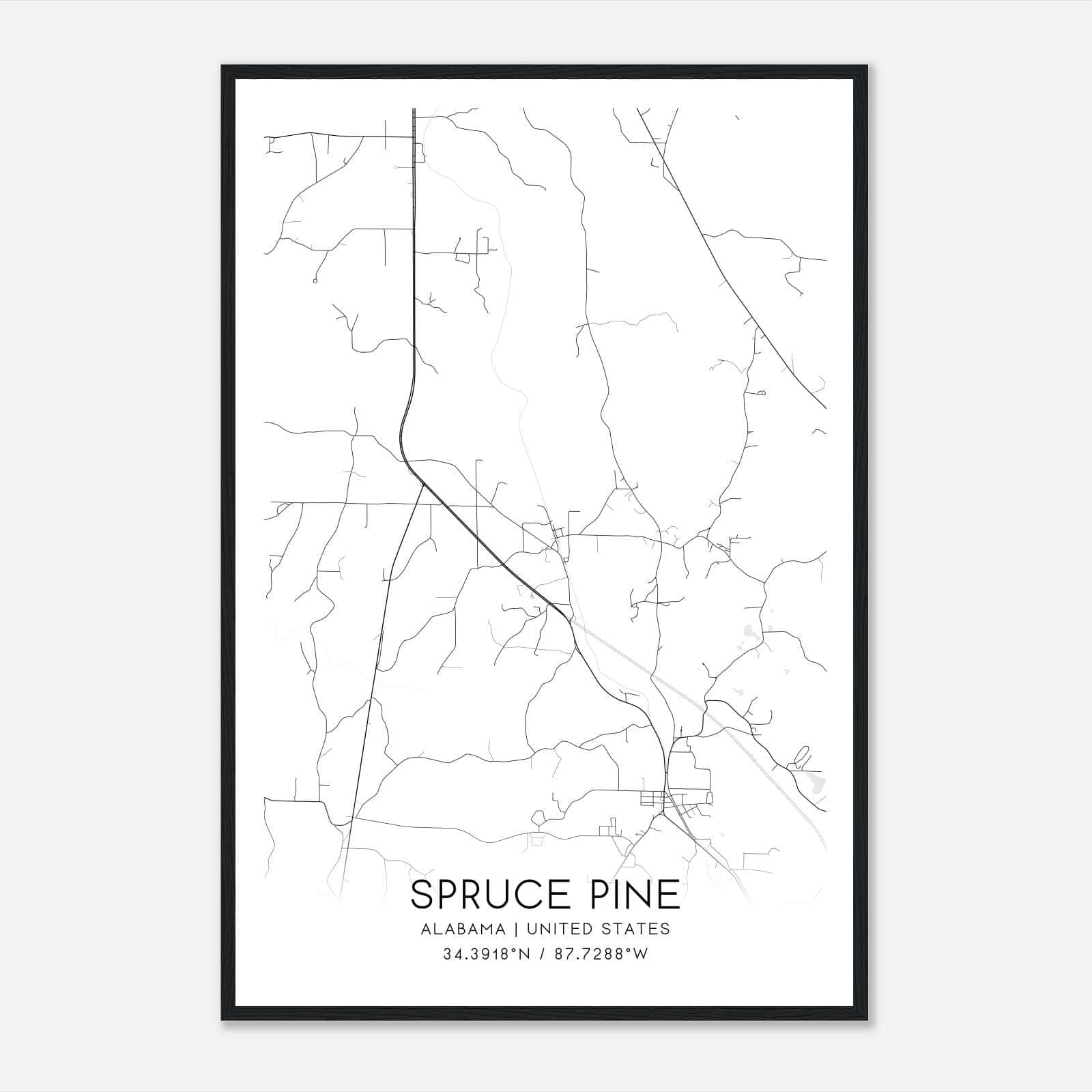 Spruce Pine Alabama Map Poster, Modern Home Decor Wall Art Print Spruce Pine Alabama Map Poster, Modern Home Decor Wall Art Print