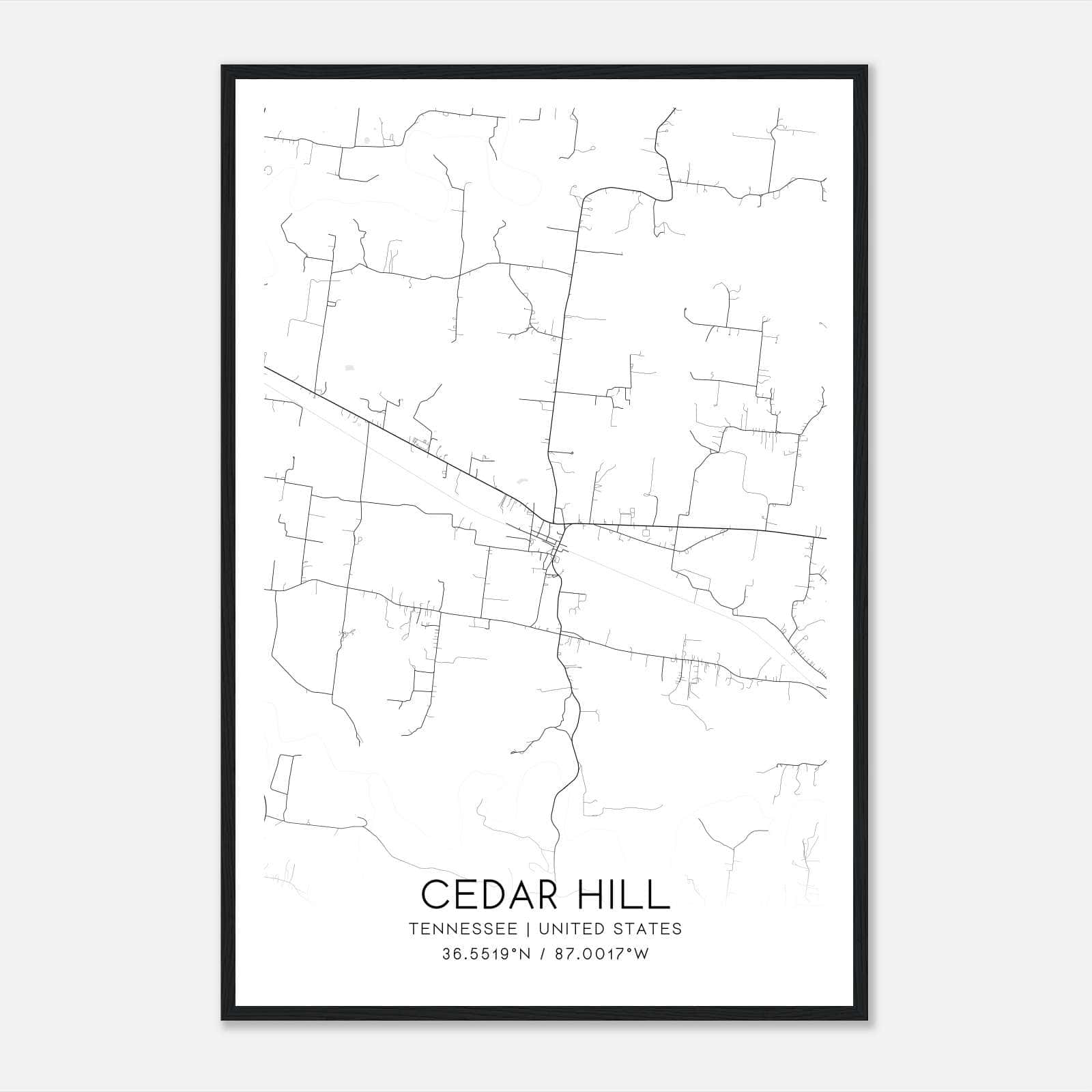 Cedar Hill Tennessee Map Poster, Modern Home Decor Wall Art Print Cedar Hill Tennessee Map Poster, Modern Home Decor Wall Art Print