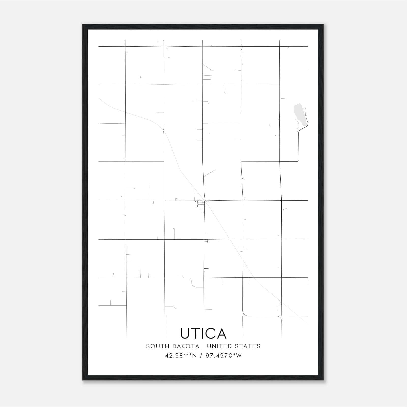 Utica South Dakota Map Poster, Modern Home Decor Wall Art Print Utica South Dakota Map Poster, Modern Home Decor Wall Art Print