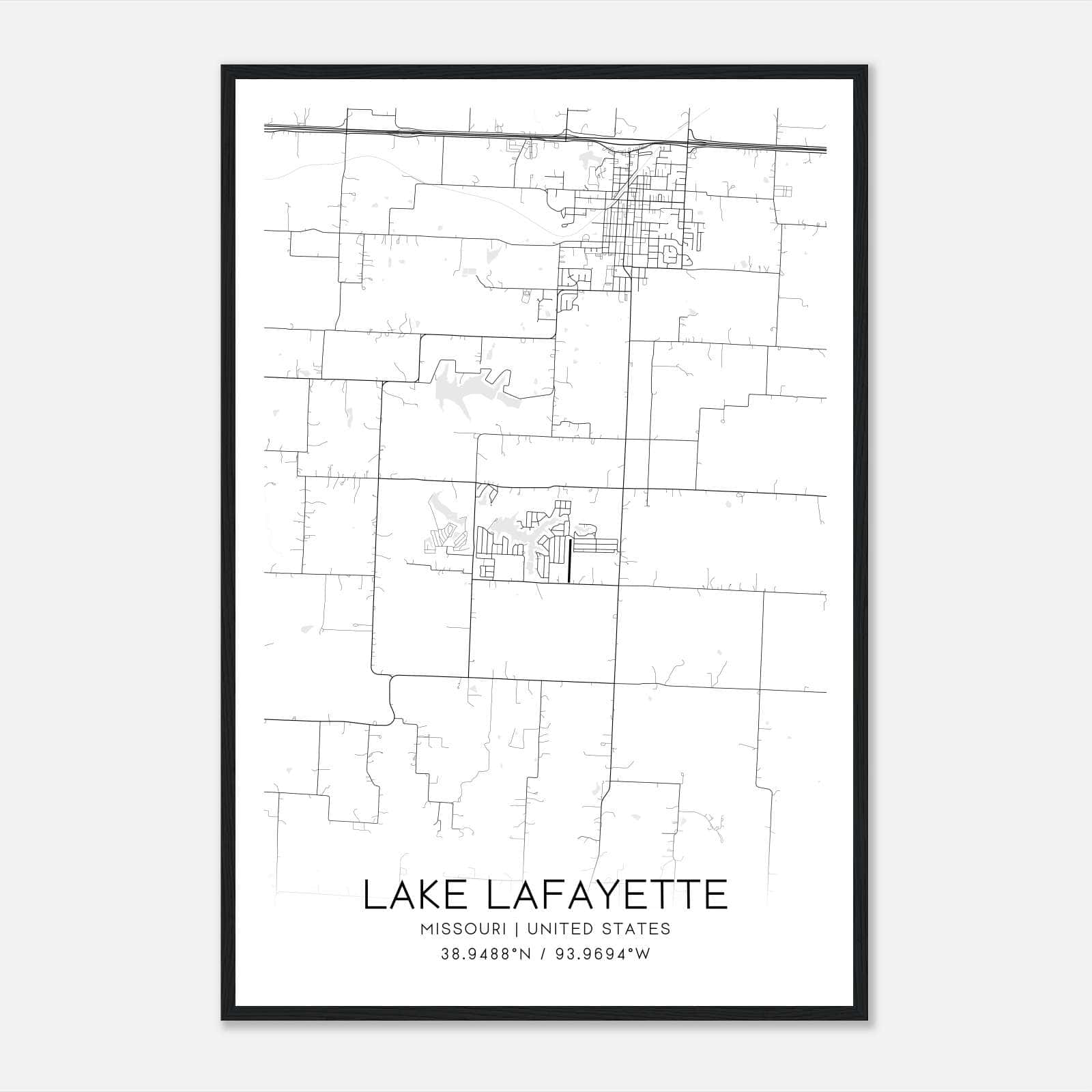 Lake Lafayette Missouri Map Poster, Modern Home Decor Wall Art Print Lake Lafayette Missouri Map Poster, Modern Home Decor Wall Art Print