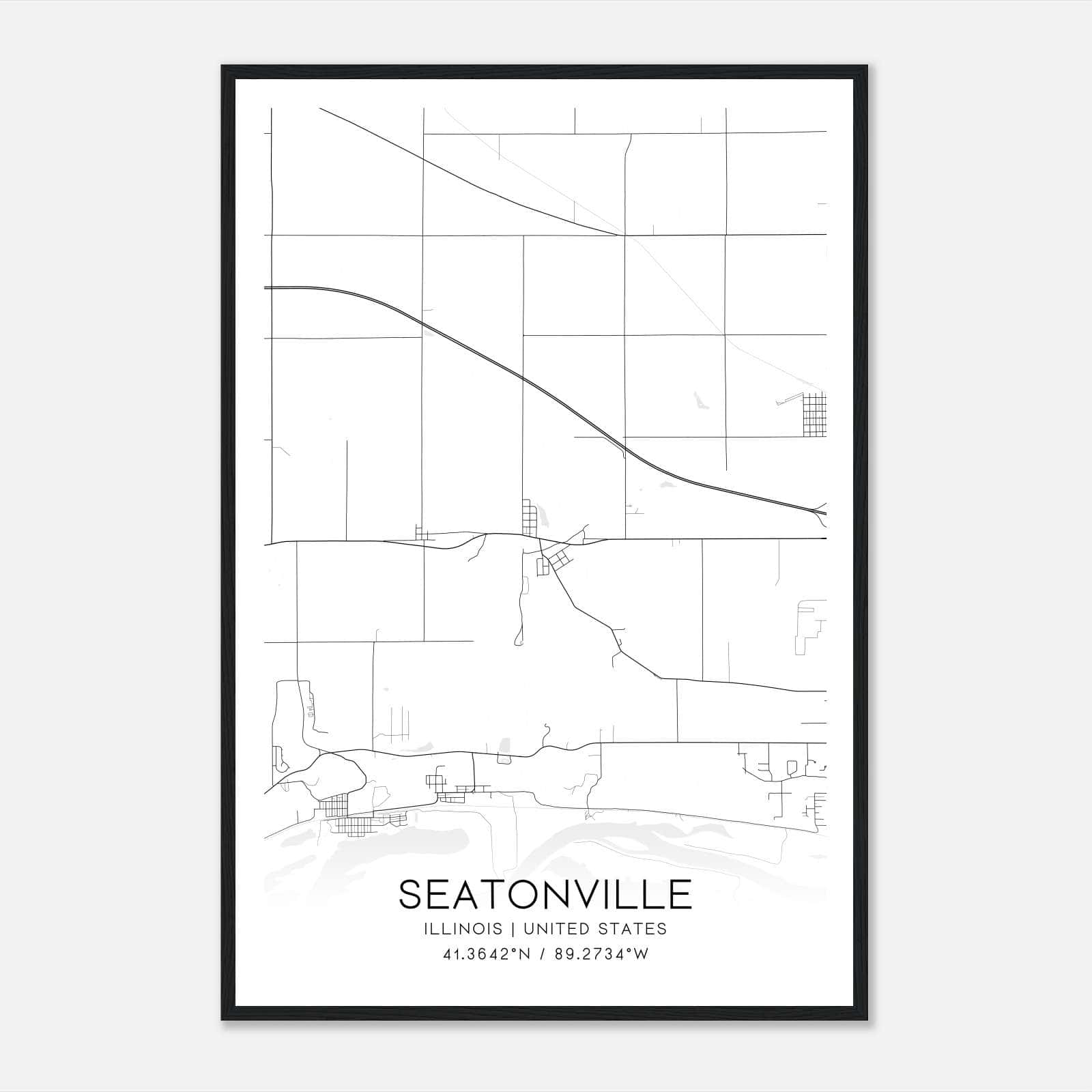 Seatonville Illinois Map Poster, Modern Home Decor Wall Art Print Seatonville Illinois Map Poster, Modern Home Decor Wall Art Print