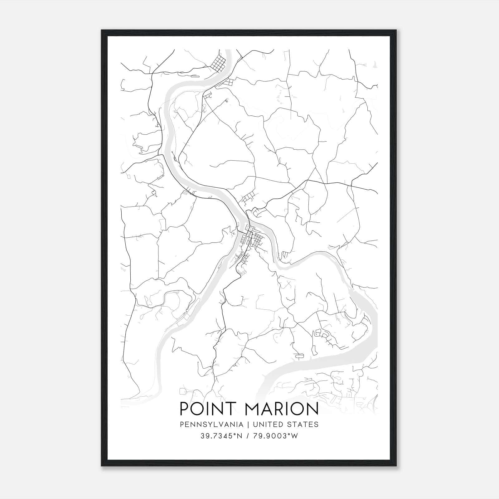 Point Marion Pennsylvania Map Poster, Modern Home Decor Wall Art Print Point Marion Pennsylvania Map Poster, Modern Home Decor Wall Art Print