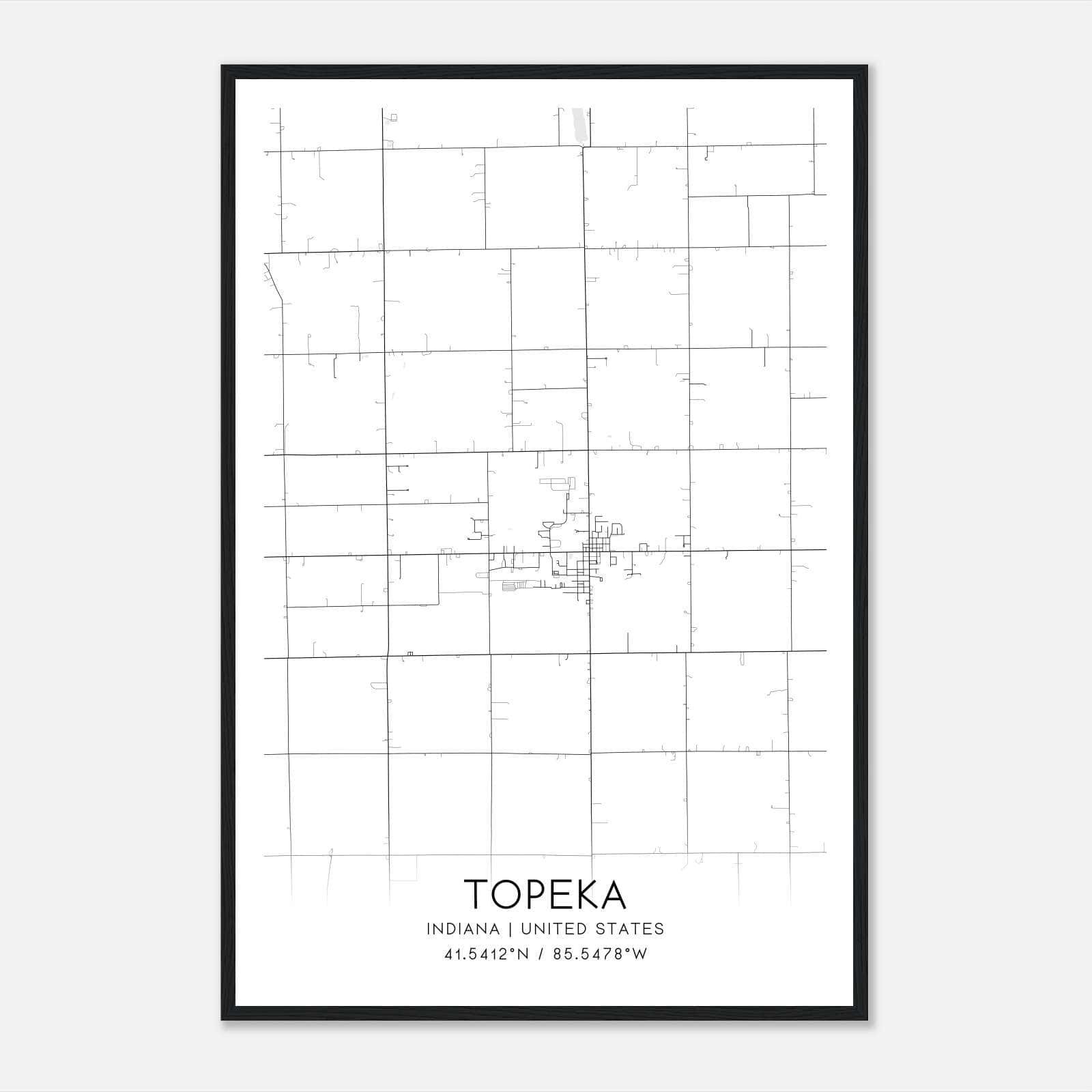 Topeka Indiana Map Poster, Modern Home Decor Wall Art Print Topeka Indiana Map Poster, Modern Home Decor Wall Art Print