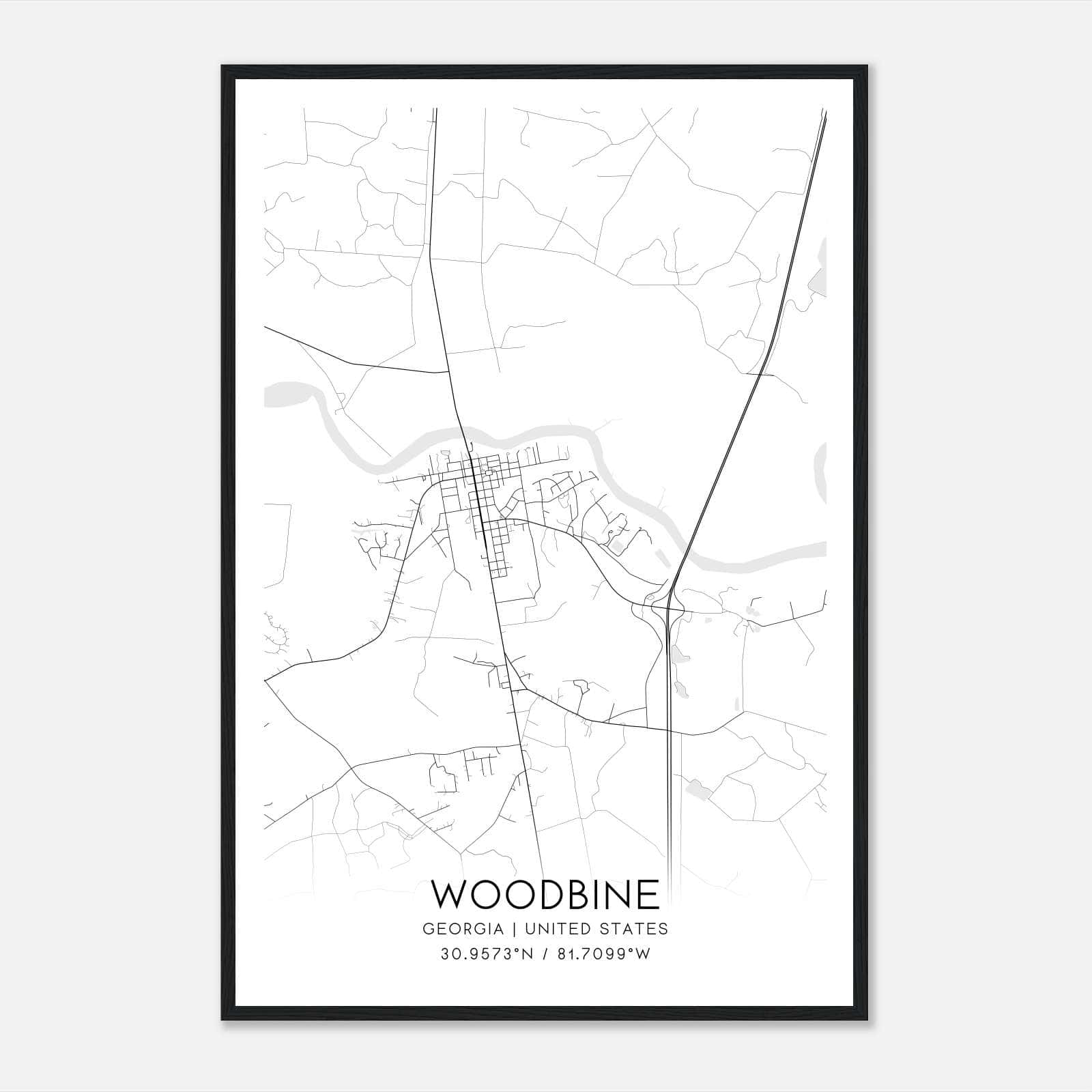 Woodbine Georgia Map Poster, Modern Home Decor Wall Art Print Woodbine Georgia Map Poster, Modern Home Decor Wall Art Print