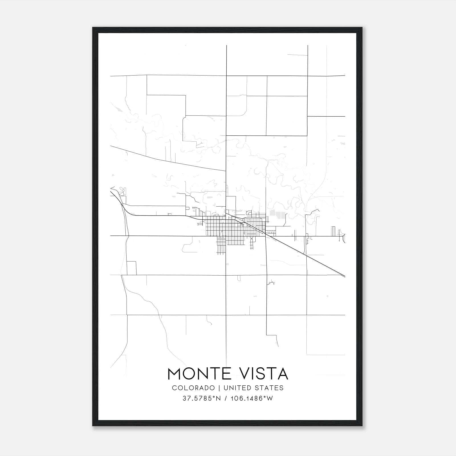 Monte Vista Colorado Map Poster, Modern Home Decor Wall Art Print Monte Vista Colorado Map Poster, Modern Home Decor Wall Art Print