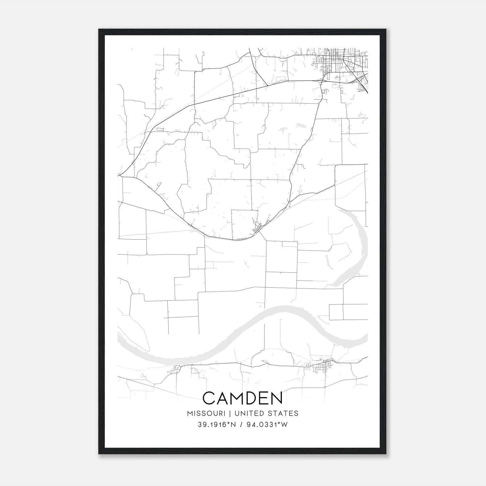 Camden Missouri Map Poster, Modern Home Decor Wall Art Print Camden Missouri Map Poster, Modern Home Decor Wall Art Print