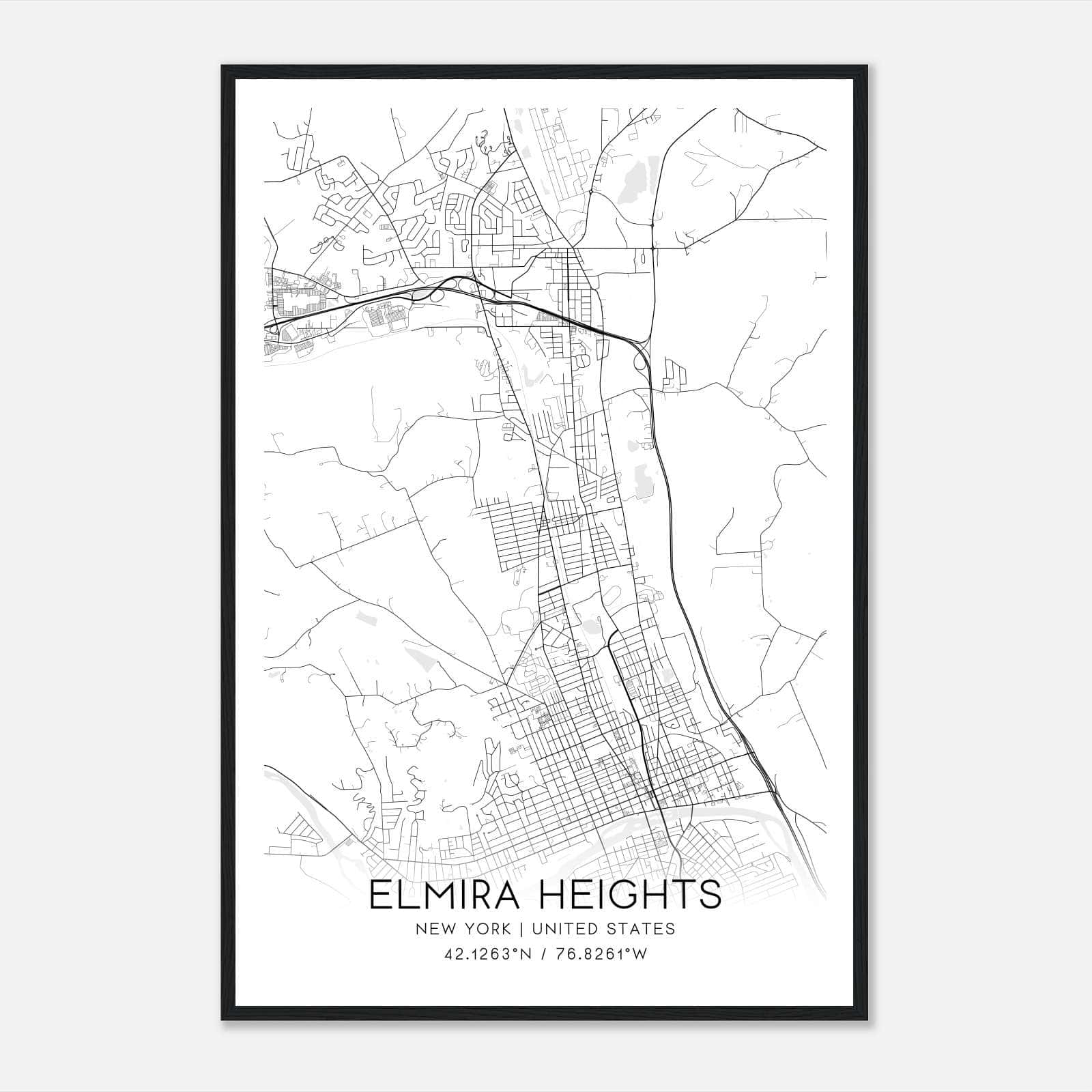 Elmira Heights New York Map Poster, Modern Home Decor Wall Art Print Elmira Heights New York Map Poster, Modern Home Decor Wall Art Print