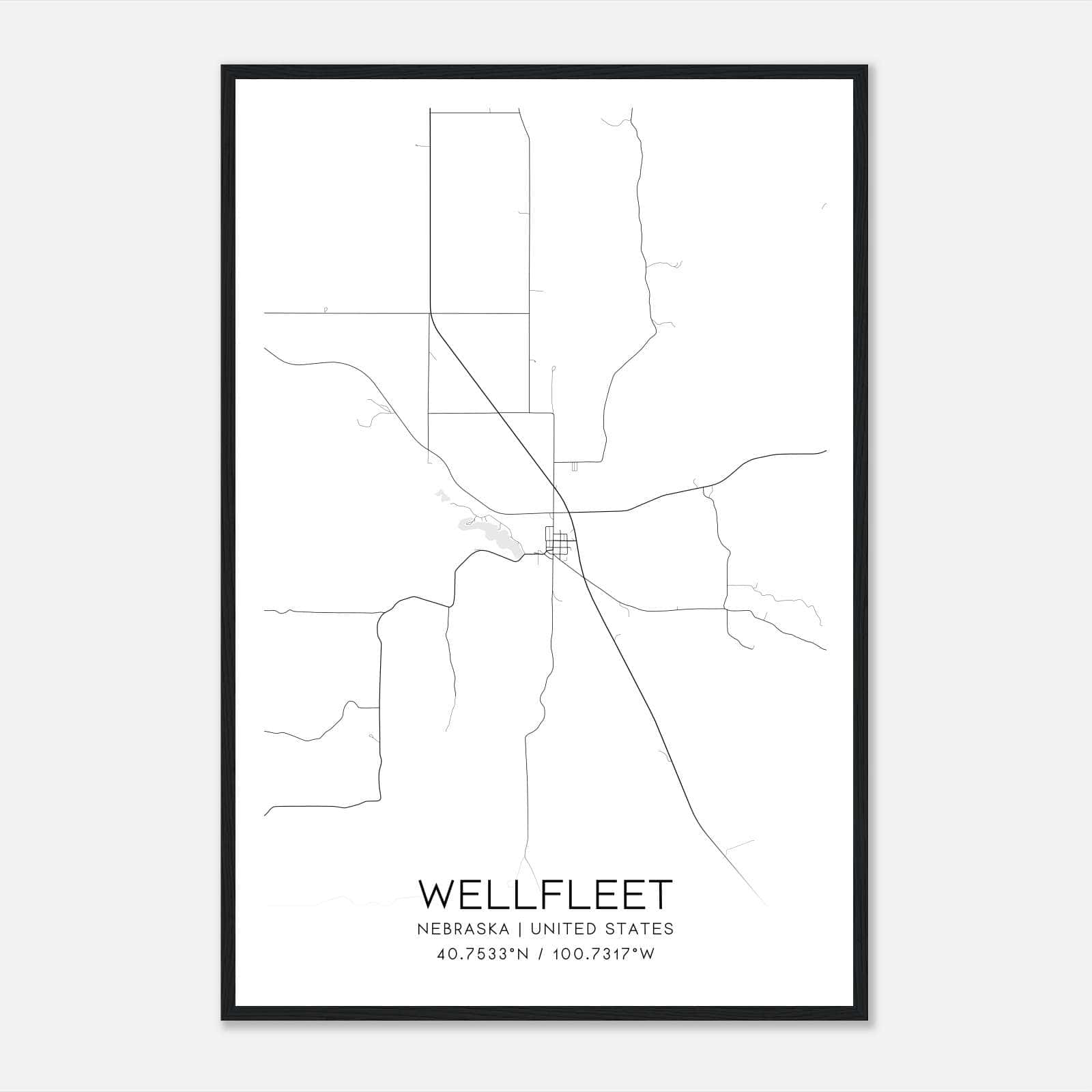 Wellfleet Nebraska Map Poster, Modern Home Decor Wall Art Print Wellfleet Nebraska Map Poster, Modern Home Decor Wall Art Print