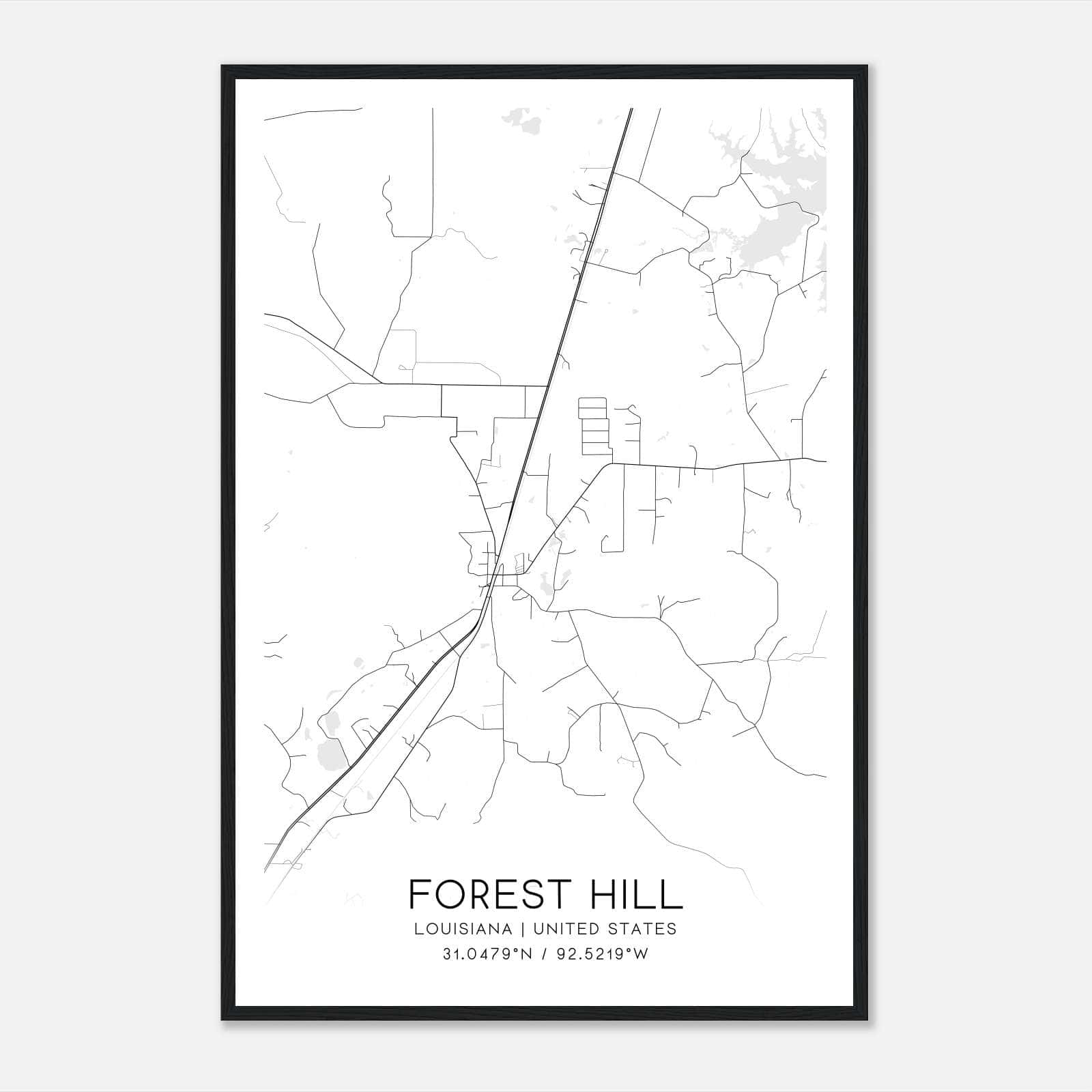 Forest Hill Louisiana Map Poster, Modern Home Decor Wall Art Print Forest Hill Louisiana Map Poster, Modern Home Decor Wall Art Print