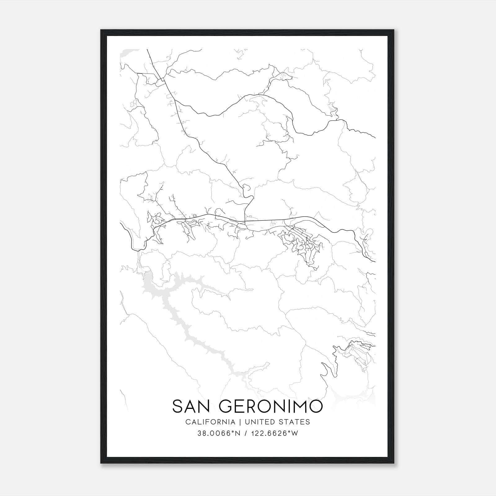 San Geronimo California Map Poster, Modern Home Decor Wall Art Print San Geronimo California Map Poster, Modern Home Decor Wall Art Print