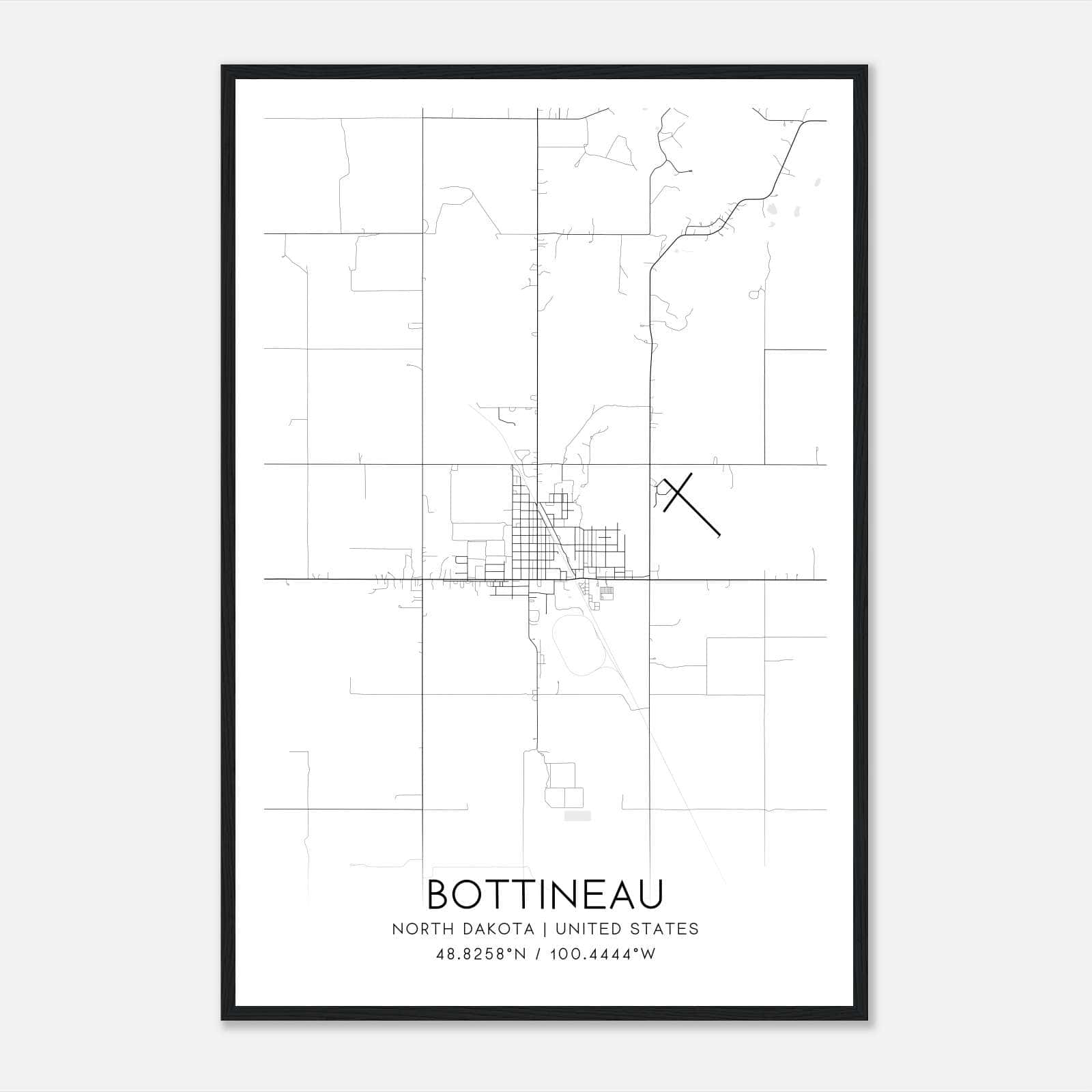Bottineau North Dakota Map Poster, Modern Home Decor Wall Art Print Bottineau North Dakota Map Poster, Modern Home Decor Wall Art Print
