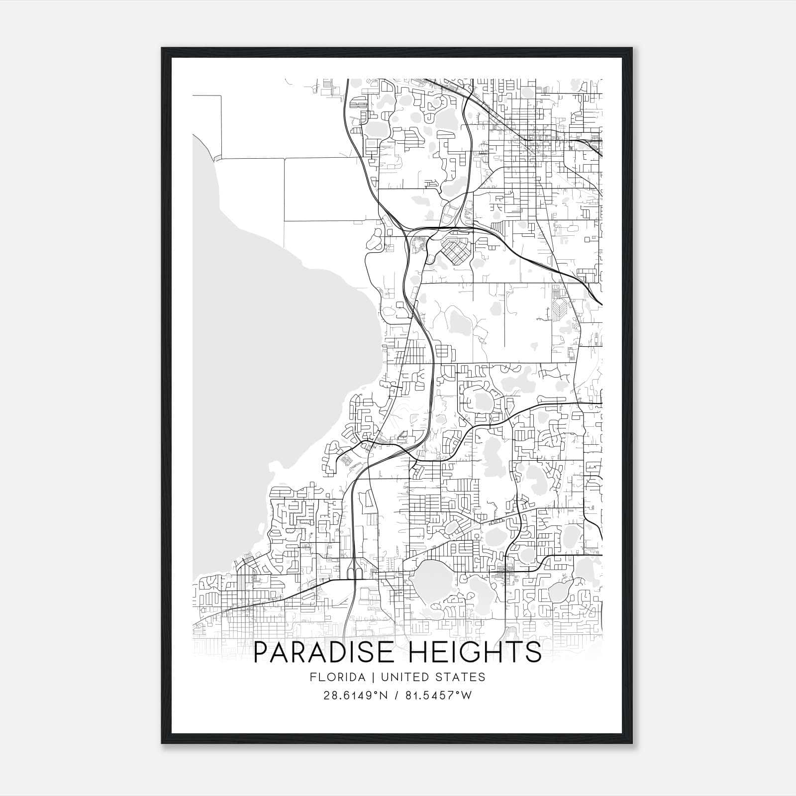 Paradise Heights Florida Map Poster, Modern Home Decor Wall Art Print Paradise Heights Florida Map Poster, Modern Home Decor Wall Art Print