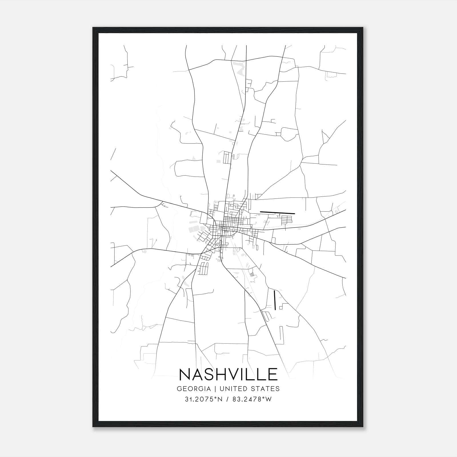 Nashville Georgia Map Poster, Modern Home Decor Wall Art Print Nashville Georgia Map Poster, Modern Home Decor Wall Art Print