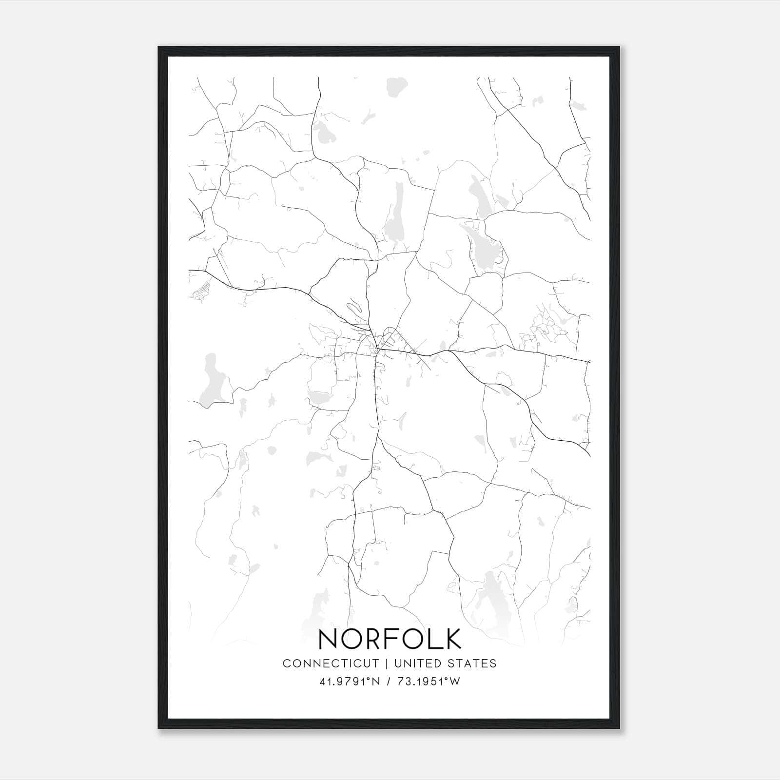 Norfolk Connecticut Map Poster, Modern Home Decor Wall Art Print Norfolk Connecticut Map Poster, Modern Home Decor Wall Art Print