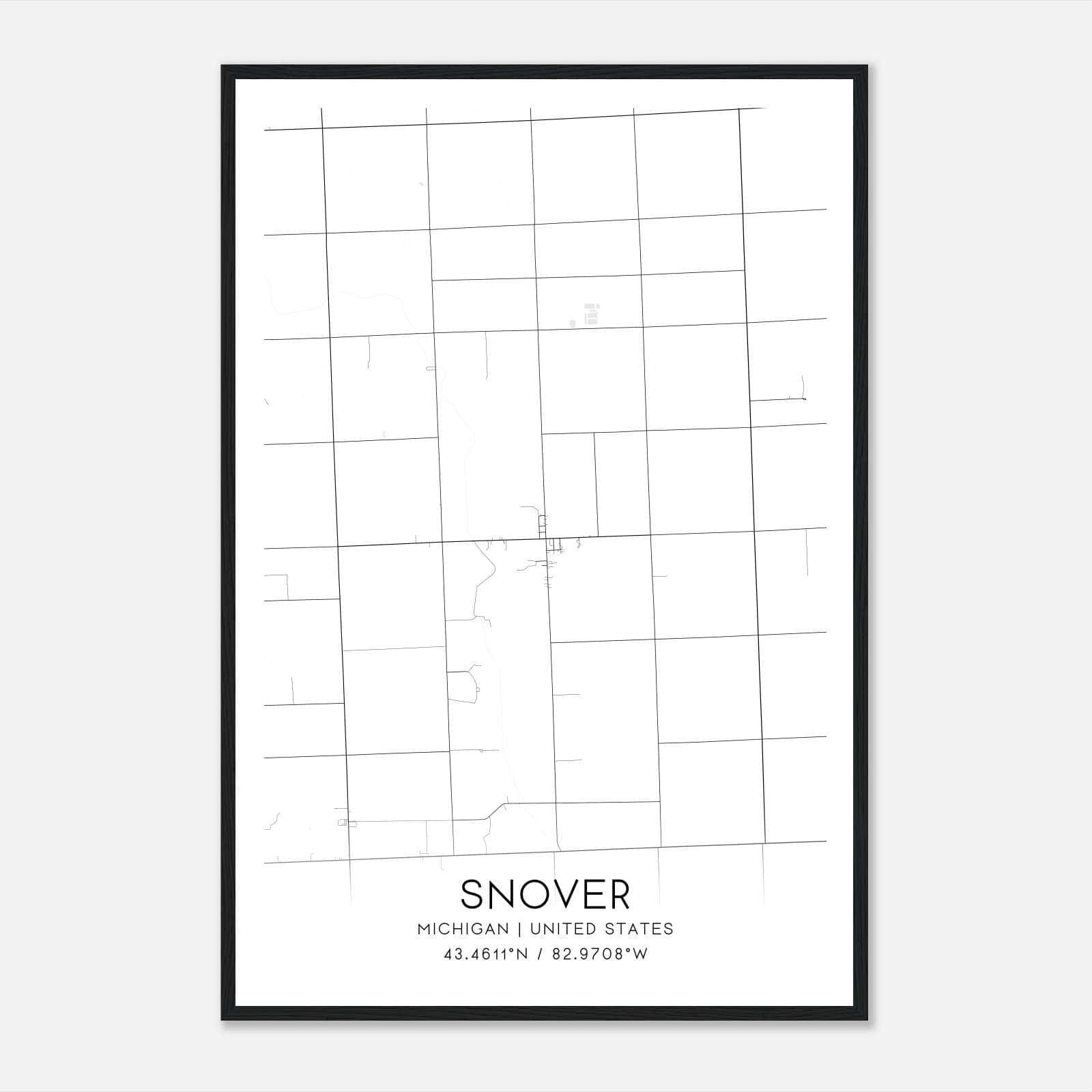 Snover Michigan Map Poster, Modern Home Decor Wall Art Print Snover Michigan Map Poster, Modern Home Decor Wall Art Print