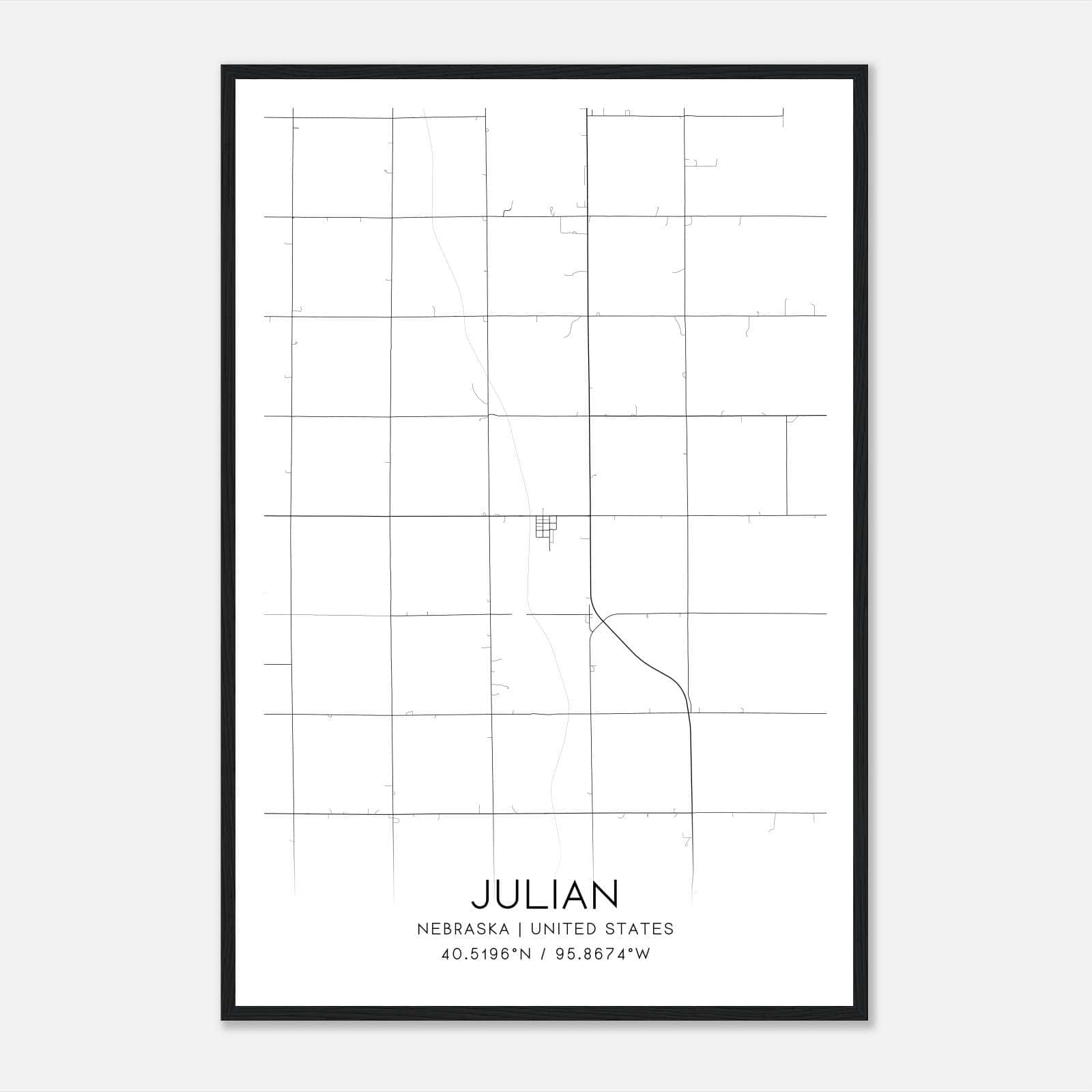 Julian Nebraska Map Poster, Modern Home Decor Wall Art Print Julian Nebraska Map Poster, Modern Home Decor Wall Art Print
