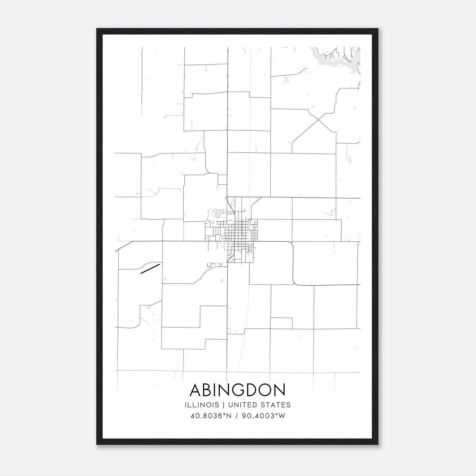 Abingdon Illinois Map Poster, Modern Home Decor Wall Art Print