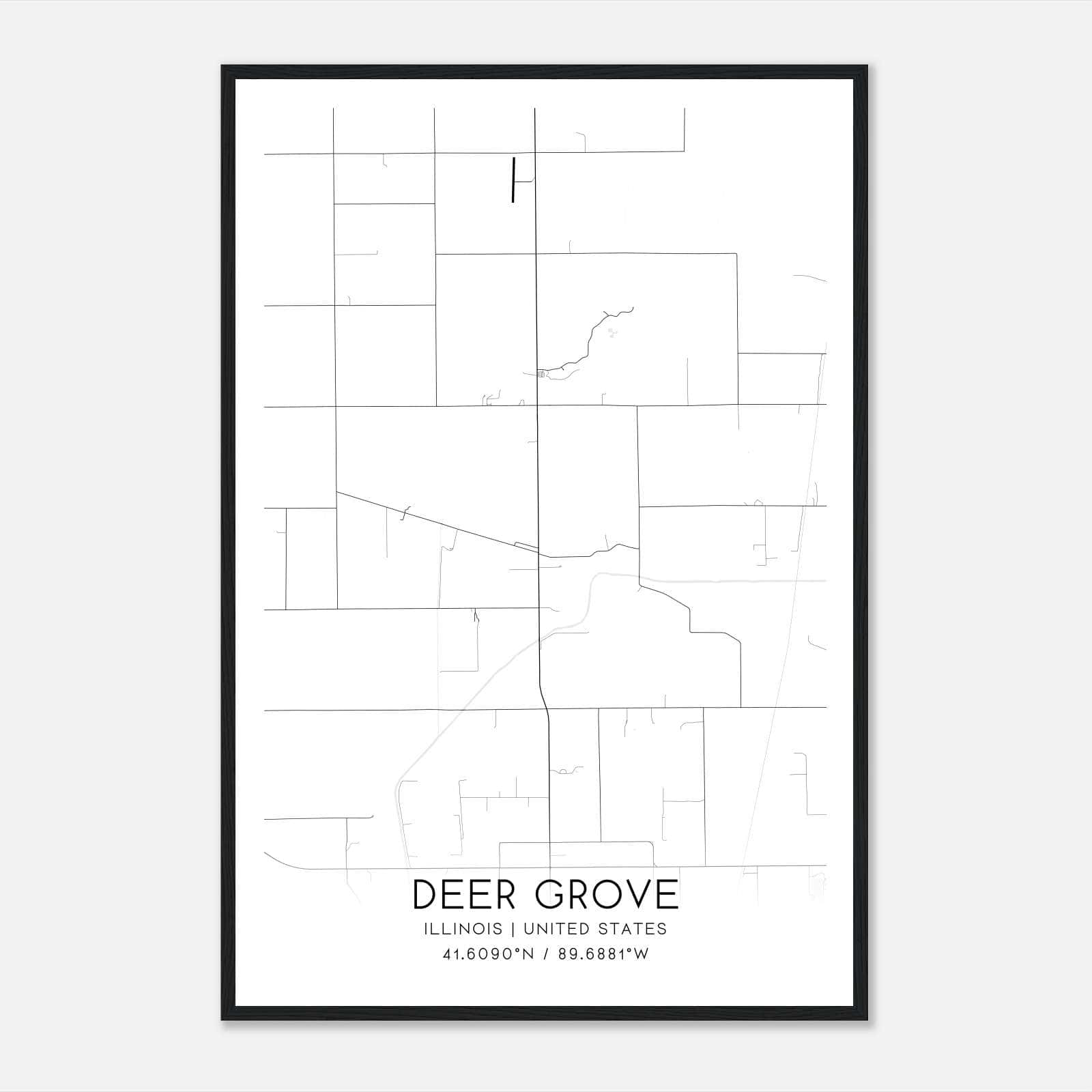 Deer Grove Illinois Map Poster, Modern Home Decor Wall Art Print Deer Grove Illinois Map Poster, Modern Home Decor Wall Art Print