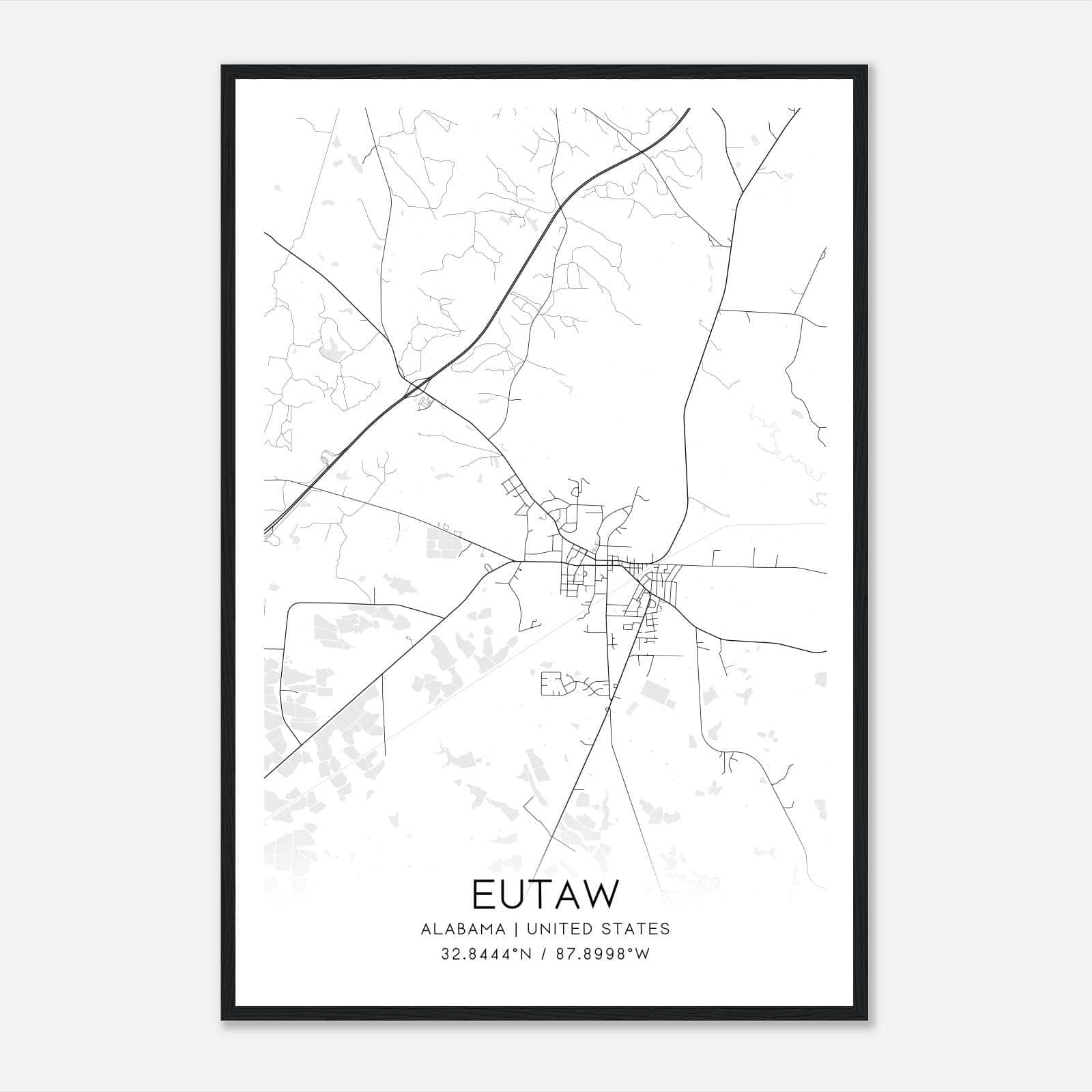Eutaw Alabama Map Poster, Modern Home Decor Wall Art Print Eutaw Alabama Map Poster, Modern Home Decor Wall Art Print
