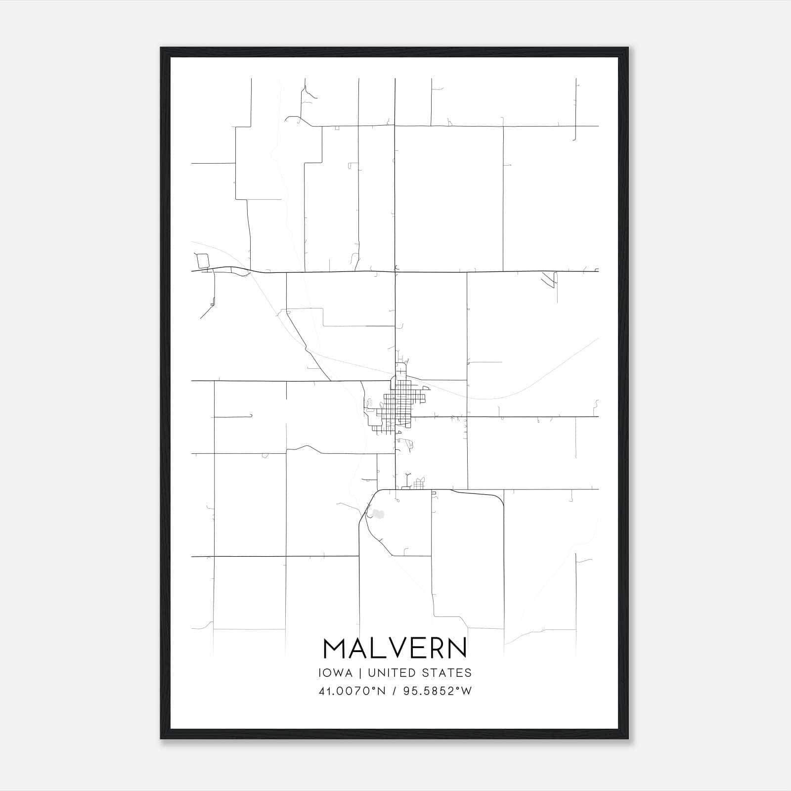 Malvern Iowa Map Poster, Modern Home Decor Wall Art Print Malvern Iowa Map Poster, Modern Home Decor Wall Art Print