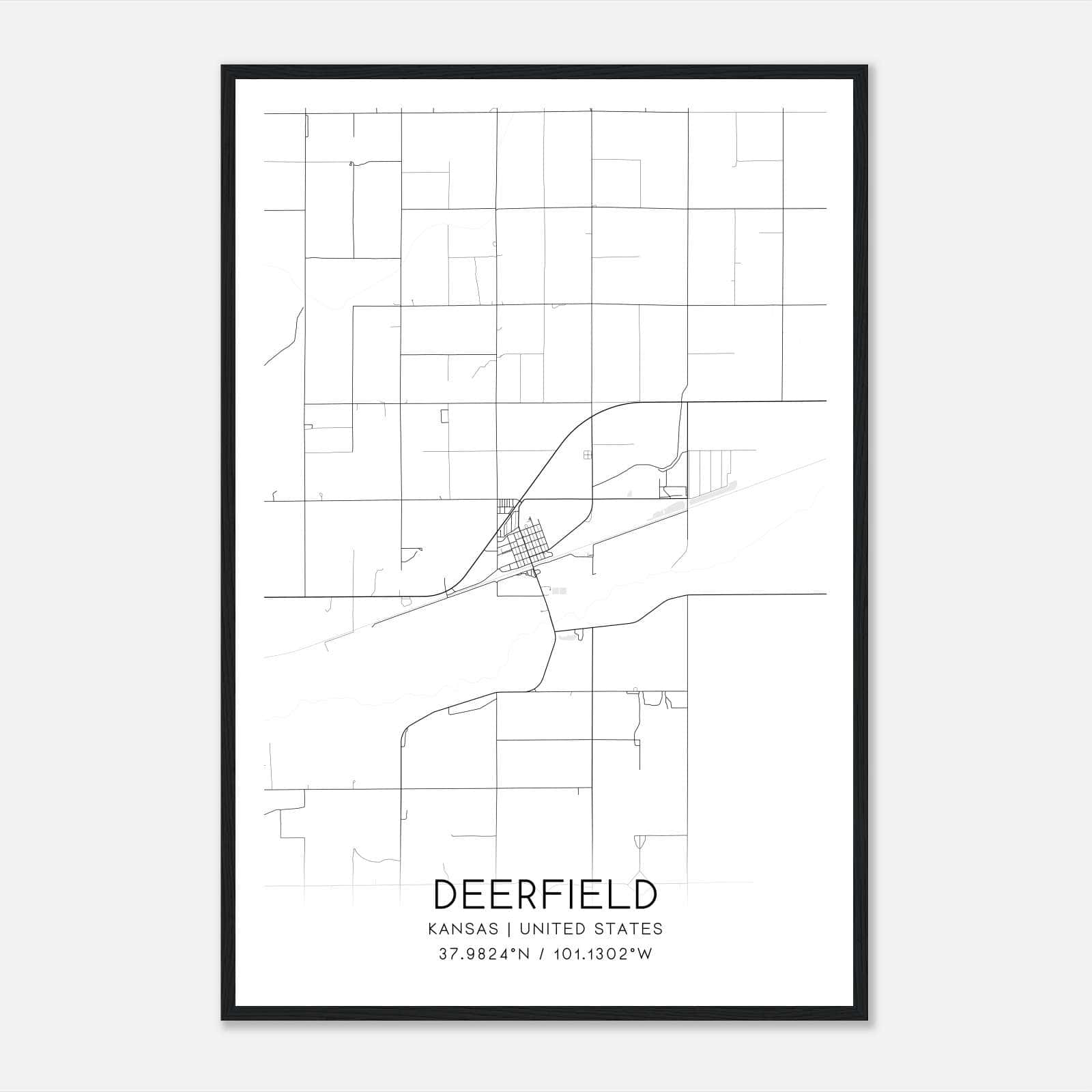 Deerfield Kansas Map Poster, Modern Home Decor Wall Art Print Deerfield Kansas Map Poster, Modern Home Decor Wall Art Print