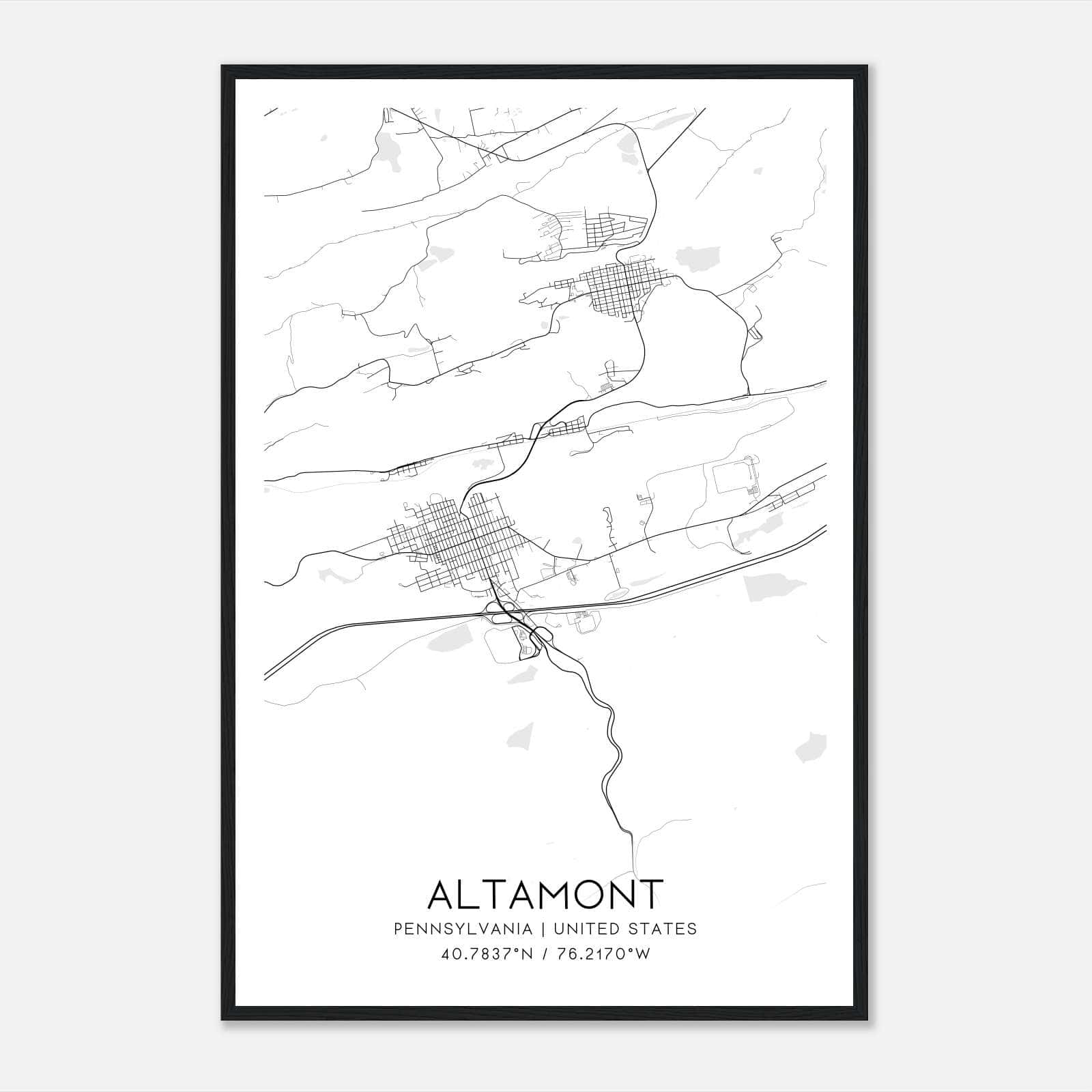 Altamont Pennsylvania Map Poster, Modern Home Decor Wall Art Print Altamont Pennsylvania Map Poster, Modern Home Decor Wall Art Print